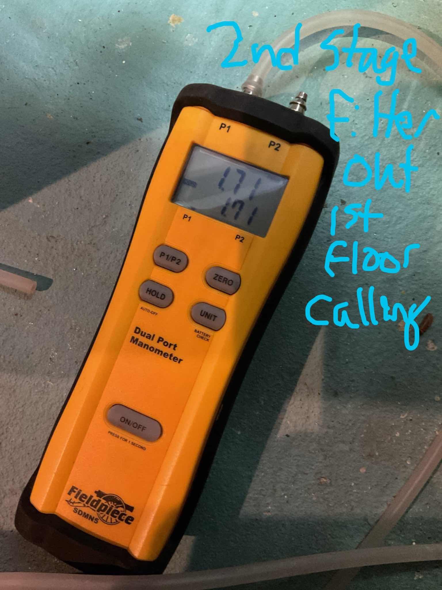 I arrived to the customers home to look over his humidifier leaking into the return. We believe it’s due to the high static pressure in the home. I started with looking over the humidifier. Found Water pressure is OK. I tested the humidifier drain line , that’s good. I looked over the furnace set up for airflow. Did find airflow was above system specs.  I did adjust it to system specifications. I tested each zone by itself and check static pressures and looked to see if water was coming off the panel. The system still has high then normal static. Customer will open all his vents that he has closed off this will help as well. I did recommend a low-grade air filter and also I opened both his zones with the customers approval to be partial open for second floor and first floor.  this will bypass some air into the zone even if it’s not calling for heat . As of now there is now water pulling of the water panel into the return duct. Warranty call no charge. 