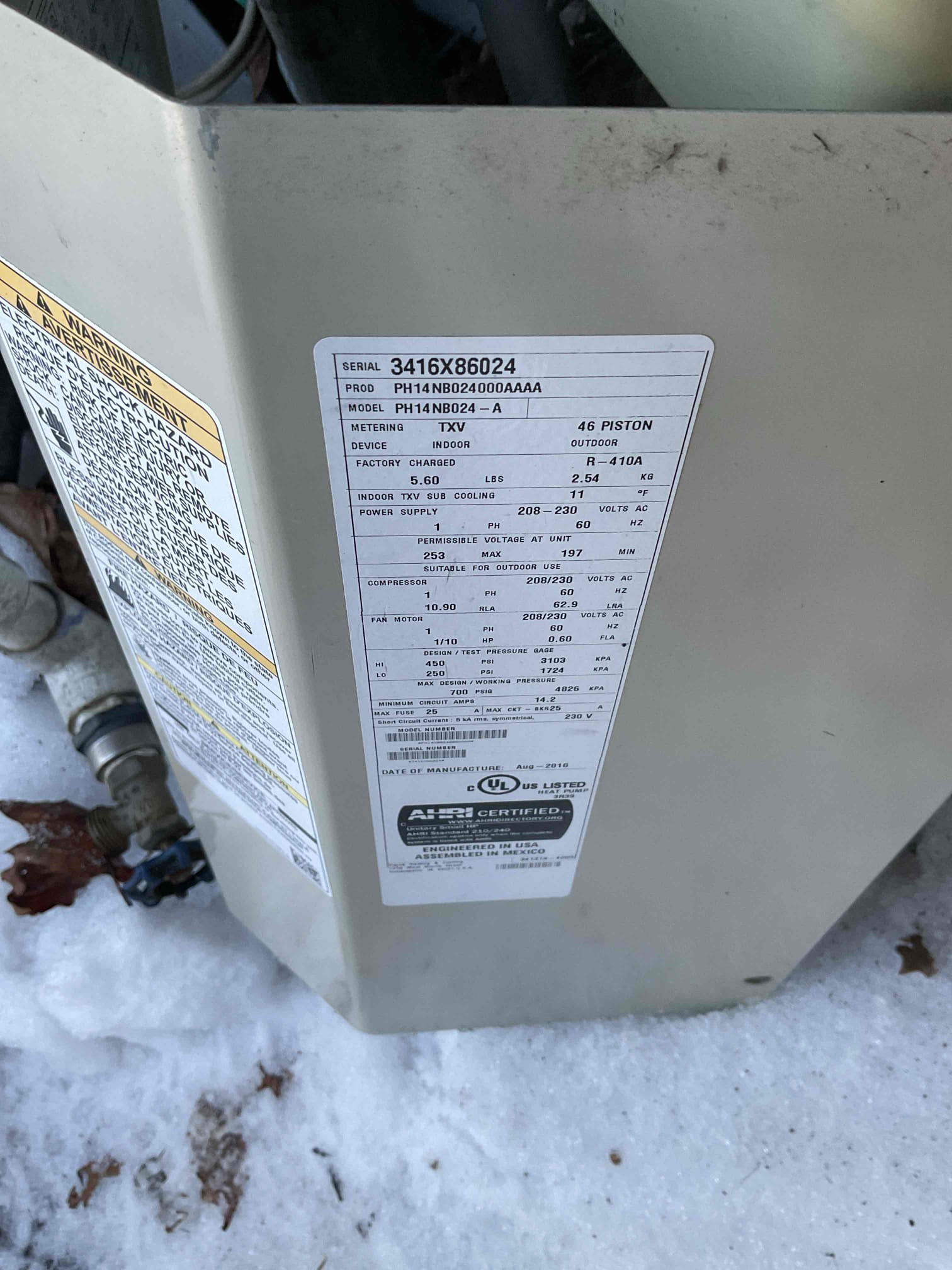 Luis 2-13-26 customer called in for no heat on first floor geothermal unit and attic air handler. Geothermal unit was locked out on sensor coil protection, I reset unit and test operation ok test back up heat ok. Compressor came on check refrigerant pressures, water pressure and temperature ok. Geothermal is working at the time of service, most likely had to do with water temp and flow, I would recommend converting system to closed loop for better performance, or convert systems to conventional heat pump, filter will need change for geo. 

For attic system check system operation test back up heat and regular heat pump the reason why the heat pump was not running was due to 100 amp panel tripped. After troubleshooting unit I noticed 100 amp panel might be over saturated when electric heat is on 40 amps for electric heat geo, 30 for other geo and 30 for electric heat air handler. They will need to upgrade panel. I check heat pump operation found compressor not running. Getting voltage bu