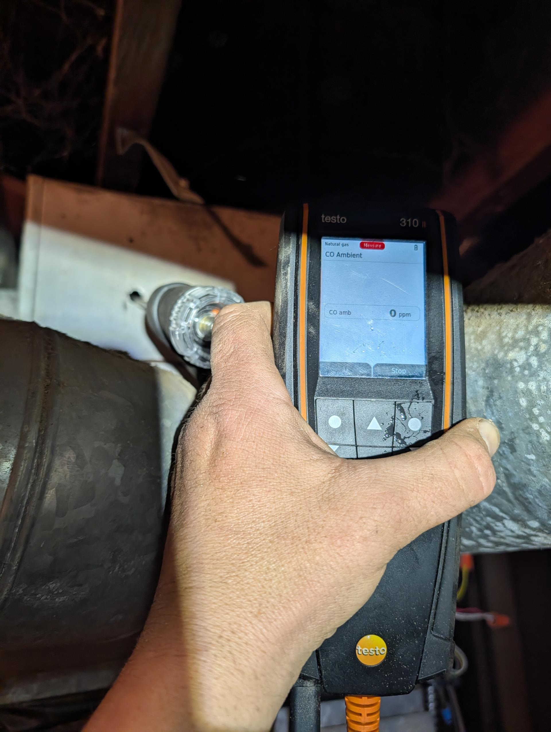 Homeowner had concerns about “smelling like hot curling iron” in ductwork and a loud hum from equipment.
Ac and Oil furnace is 13-15 years old. 

Equipment is low boy oil funace with riello F3 burner. Has not been serviced in quite some time. 5 years+ Found weak blower 7.5uF capacitor (reading 6.6)
Heat fan speed set to MED LO.
Attempted to take out blower motor to take photo of label but this would be very labor intensive. We will research and provide quote to replace blower motor.
The hum he showed me a video of did not occur while I was here. It may have been related to the weak capacitor.
 
Offered to replace capacitor he agreed. Replaced capacitor today.

Lots of debris in flue pipe. Cleaned out. Chimney does have a liner. Also reoriented flue temperature limit switch and added a strap to the 5” flue pipe. There is a very rusted elbow in the 5” flue pipe. Caulked gap fo now and provided estimate to replace. The heat exchanger itself has very little soot. 

Combustion analysis and 
