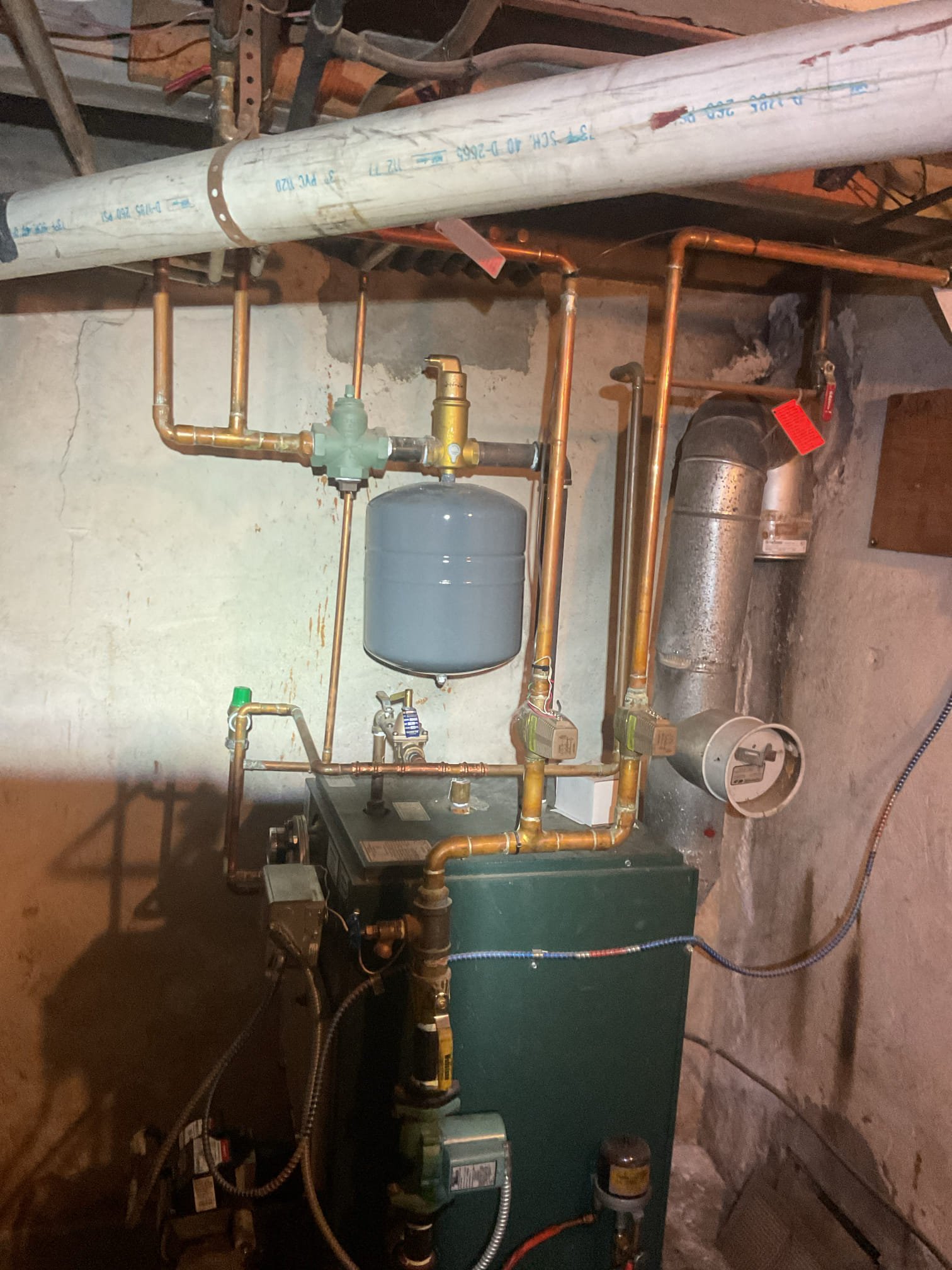 Found spirovent head corroded and needs replaced.

2/1/26
Isolated and drained hydronic system as necessary. This is a hydronic coil set up, 
Removed failed spirovent head. Installed new.
Pressurized and purged system.
Tested afterwards.
Temperature rise 35°
Left thermostat set to emergency heat enabled so it will only run oil hydronic coil.
They do not connect thermostat to app or WiFi so temperature lockouts aren’t available or play a role in controls.

System operating well at this time. 