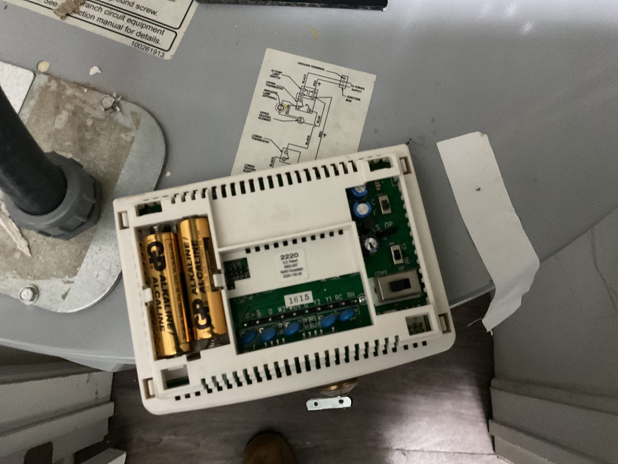 Fully assessed no heating situation. Found breakers off when I arrived. Turned on breakers and tested out system. Found emergency heat did come on and it was drawing 19.65 A working correctly. Found that heat pump did not come on. Found thermostat was configured and set up as conventional not heat pump. Flip switch on back a thermostat and check settings. Tested out heat pump system on the roof. 410a pressures were 245/87. Temperature rise was 20 degrees. Heat pump system is working properly at time of service. 