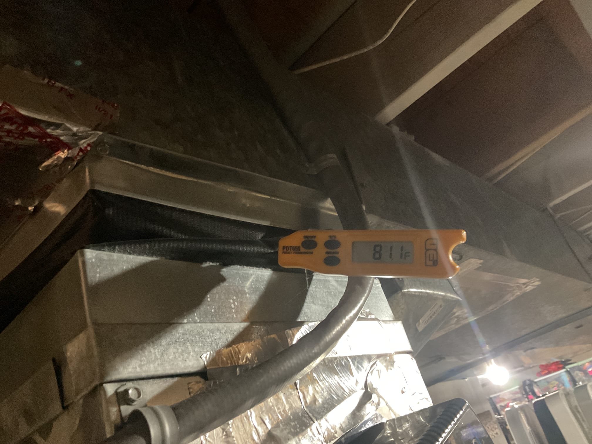 Fully assessed 2021 Bosch heat pump heating in correctly. Checked temperature rise at air handler it was 69 return, 81 supply, only 12 degrees temperature rise. Went outside and found heat pump was only ramping up to 31 hz. Checked 410a refrigerant pressures . They were 253/59 on gauges actual pressures. Digital control board was 478/101. Tested voltage going to pressure transducer, 5 vdc between red and black. .8 vdc between red and white.  Pressure transducer has failed. Also found heat pump very off level. Provided estimate to re level heat pump. Need to provide estimate to homeowner to replace pressure transducer. Heat pump is working but barely at this time, 