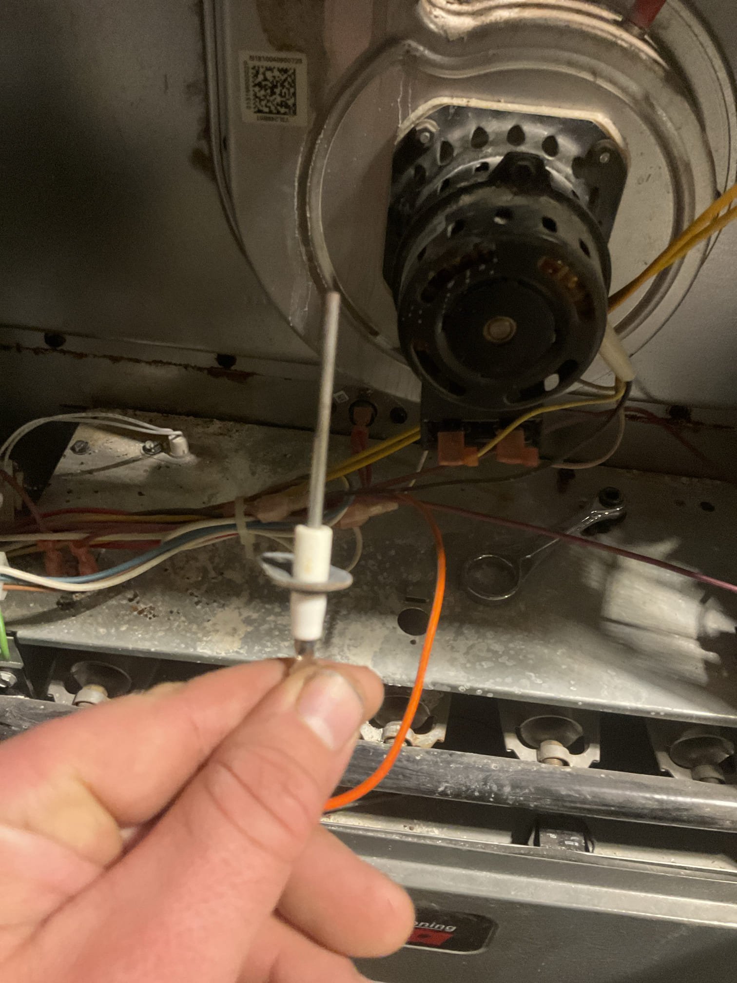 
Completed heat tune up for natural gas furnace.

Replaced 16x25x1 filter
Inspected heat exchanger, burners, flue pipe, inducer assembly and hoses
Inspected hot surface ignitor and verified resistance with meter
Cleaned flame sensor and verified flame rectification circuit
Measured temperature rise and static pressure
Checked wiring, controls, electric motors and components; there are no surge protectors; left estimate for a surge protector for each of the 2 main circuits of system. 
Checked manifold gas pressure
Provided email estimate for wet switch/flood safety will shut equipment down if water is detected near equipment 

Combustion, draft and smoke tests: Pass

Gas furnace is operating well at this time. 