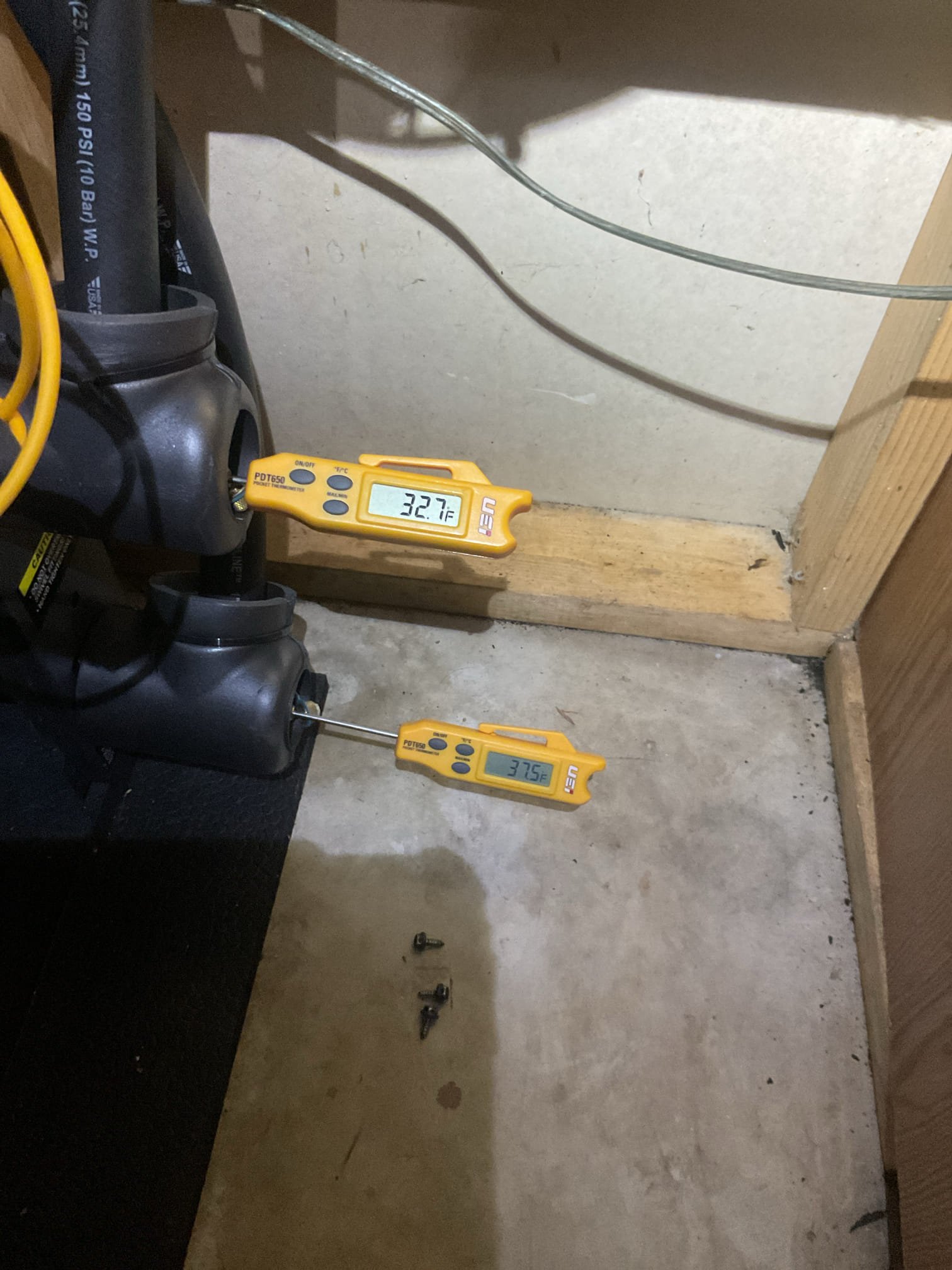 Completed QA for Split geothermal system. Air handler is Unico in attic
Filter sizes are (14x30x1’ and (12x12x1)
Checked install: mechanical, piping, wiring.
Measured water in and out temperature.
Checked R454B refrigerant pressures. 
Measured temp rise from heat pump. (68-94=26°) Good
Checked thermostat configuration: electric heat is locked out above 35°F 
Tested electric heat. It is staged in 4 steps. 
Wrapped EZ trap with foam insulation tape.

Install passes QA inspection
 
