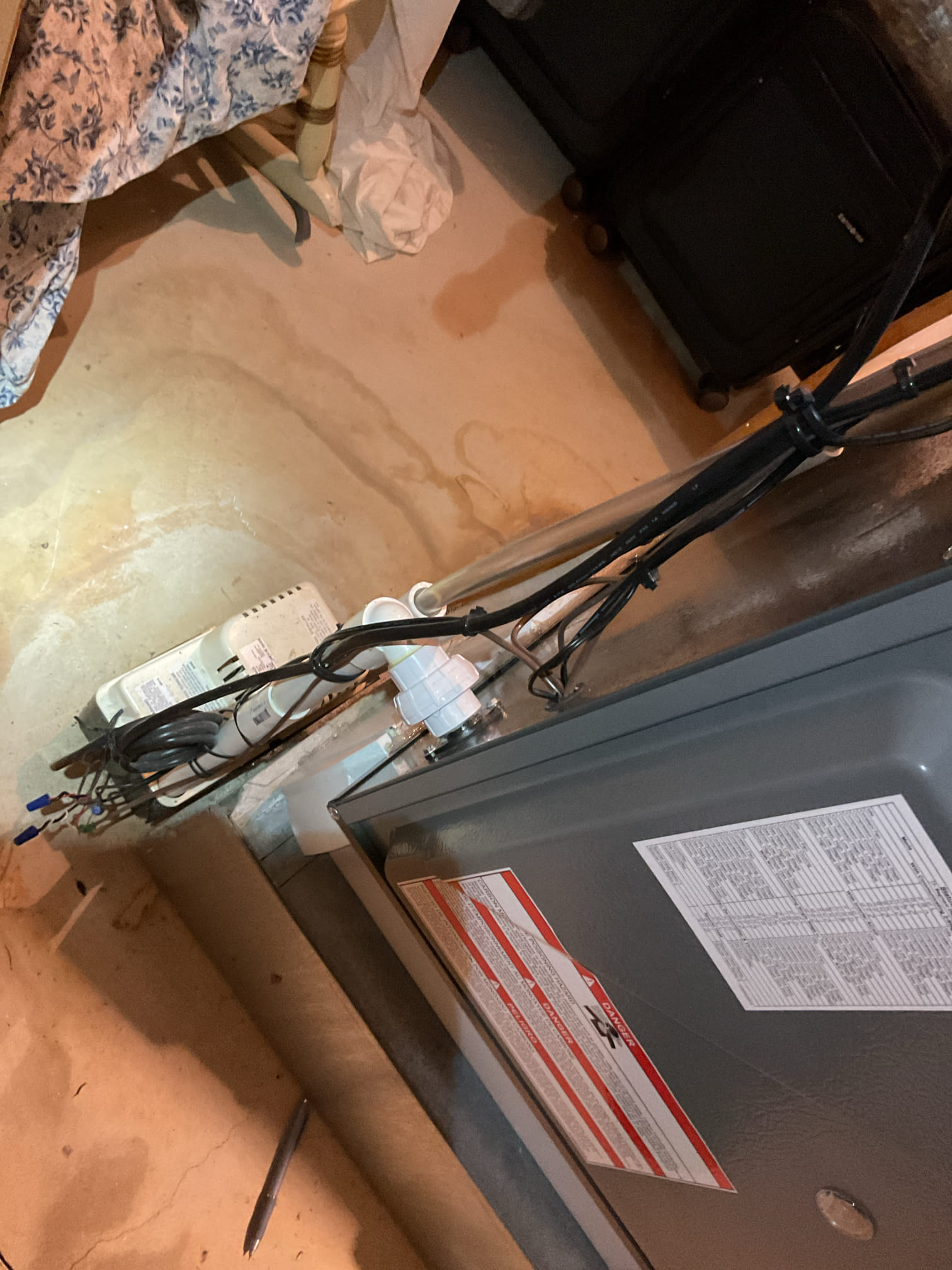 2/9/26 
Heating check up on 5 year old 90% Amana Natural Gas Furnace 

Started tune up and completed tuneup running combustion tests. Both tests show appropriate combustion levels. Tested my return and supply temperatures and found a temp rise of 40 degrees which is in appropriate data plate range. I tested static and found total static to be .58inwc. 

Checked all electrical connections including total system amps. Inducer amps, blower amps, ignitor and flame sensor, all electrical components functioning properly. 

Filter  was replaced today. Humidifier was maintenanced today #35 water panel. I pulled and cleaned flame sensor. Visually inspected blower and burners, both in good condition. I ensured all pressure switch tubing is clear and flushed drain lines to ensure there are no blockages and that condensate pump is functioning properly. 

Noticed water leaking from inducer exhaust piping, visually inspected and found several small cracks in grey PVC. I used red caulk to temporarily