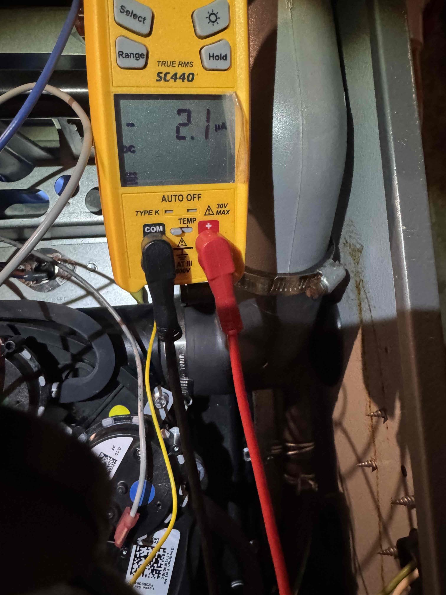 1/7/26 Conner: performed heat tune up on 6 year old Amana 90% gas furnace located in basement. 
- checked electrical systems, components and connections and found no issues
- checked air delivery system and found no issues. 16x25x1 filter still clean. 
- checked ignition system and cleaned flame sensor. 
- checked combustion gas removal system. Found water to be leaking from connection from exhaust pipe to inducer motor. Will need exhaust drain kit to fix issue and prevent water damage to furnace. 
- performed combustion analysis on furnace exhaust and found flue gases at acceptable levels 
- inspected heat exchanger and did not find cracks or holes 

System is operational at time of inspection, but will need work to ensure it stays in good condition. 
Install exhaust drain kit to protect inside of furnace from water damage

2/19/26
Barry 
installed furnace exhaust drain kit and tested furnace. 
Water that is in the exhaust will be diverted from the new drain kit directly to the conden