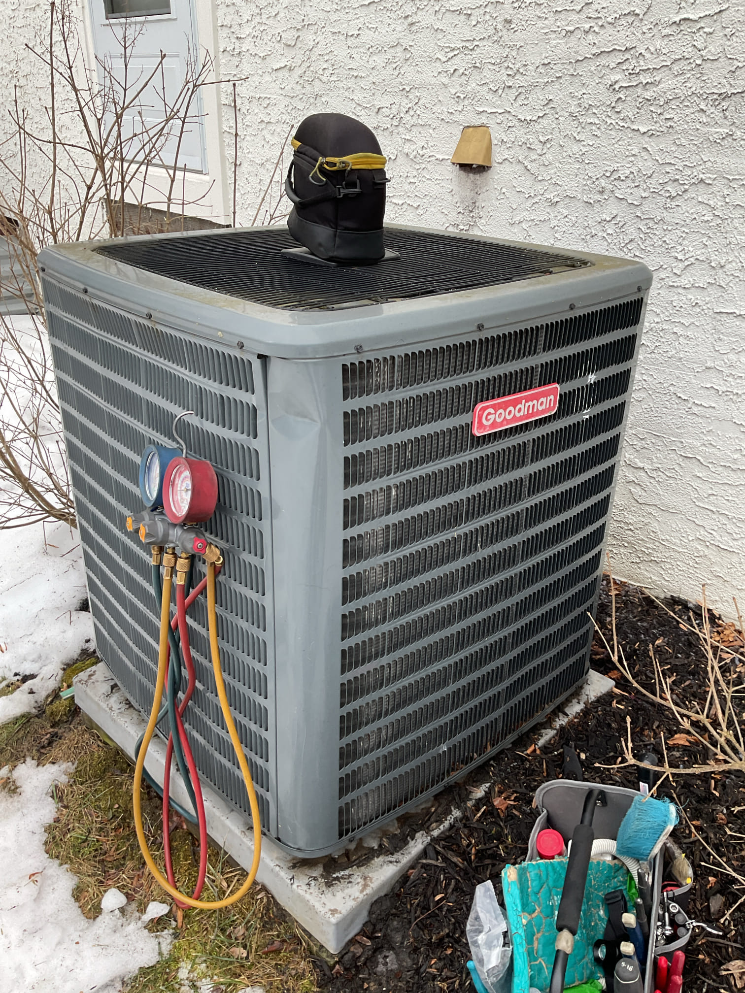 
2/19/26 Dan 

I arrived to the customers home to look at there 7 yr old Goodman heat pump not working. 
Outdoor heat pump wouldn’t run. I checked  the indoor system 1st and everything looks good. I got out to the outdoor unit and It had an error code for 2P which is a high-pressure cut out. Found my pressures were equalized and were good. I reset the unit to see system operation. The unit came on for about five seconds and then shut off, went back into a delay and then showed 2P again. I removed the top of the unit and looked at the high-pressure leads and found one was wore on a piece of copper tubing.  I fix the wire lead and put Everything back together and separated from the copper. I turned the system back on and the heat pump came on and stayed on for the duration of the time. Pressures were excellent . The high pressure switch was faulty  due to a short against the copper. The system satisfied, I bumped up the thermostat and  the system did come on again for the 2nd time. Every
