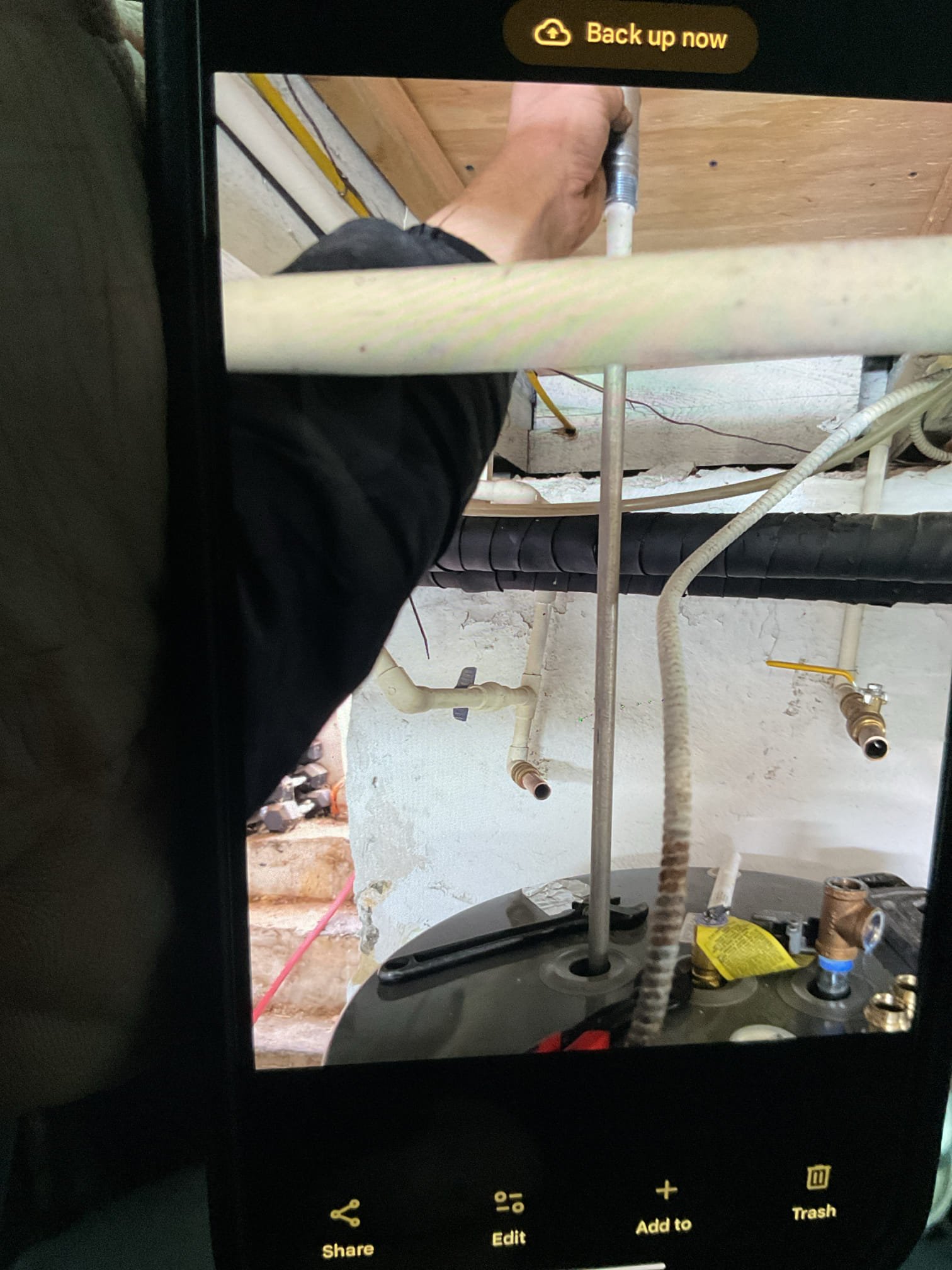 
• Isolate and drain down water heater
• Replace failed heating element 
• Refill water heater
• Test functionality of new heating element 
• Test operation of water heater

2/19/26
Barry
Installed new bottom element 
Installed new anode rod on hot side. It was missing from when tank was replaced /2025.
Tested voltage and amp draw of each element. Made top element satisfy and then checked bottom element amps. Both elements 20A when energized.

Set each thermostat to target 125°F.

Water heater operating well at this time. 