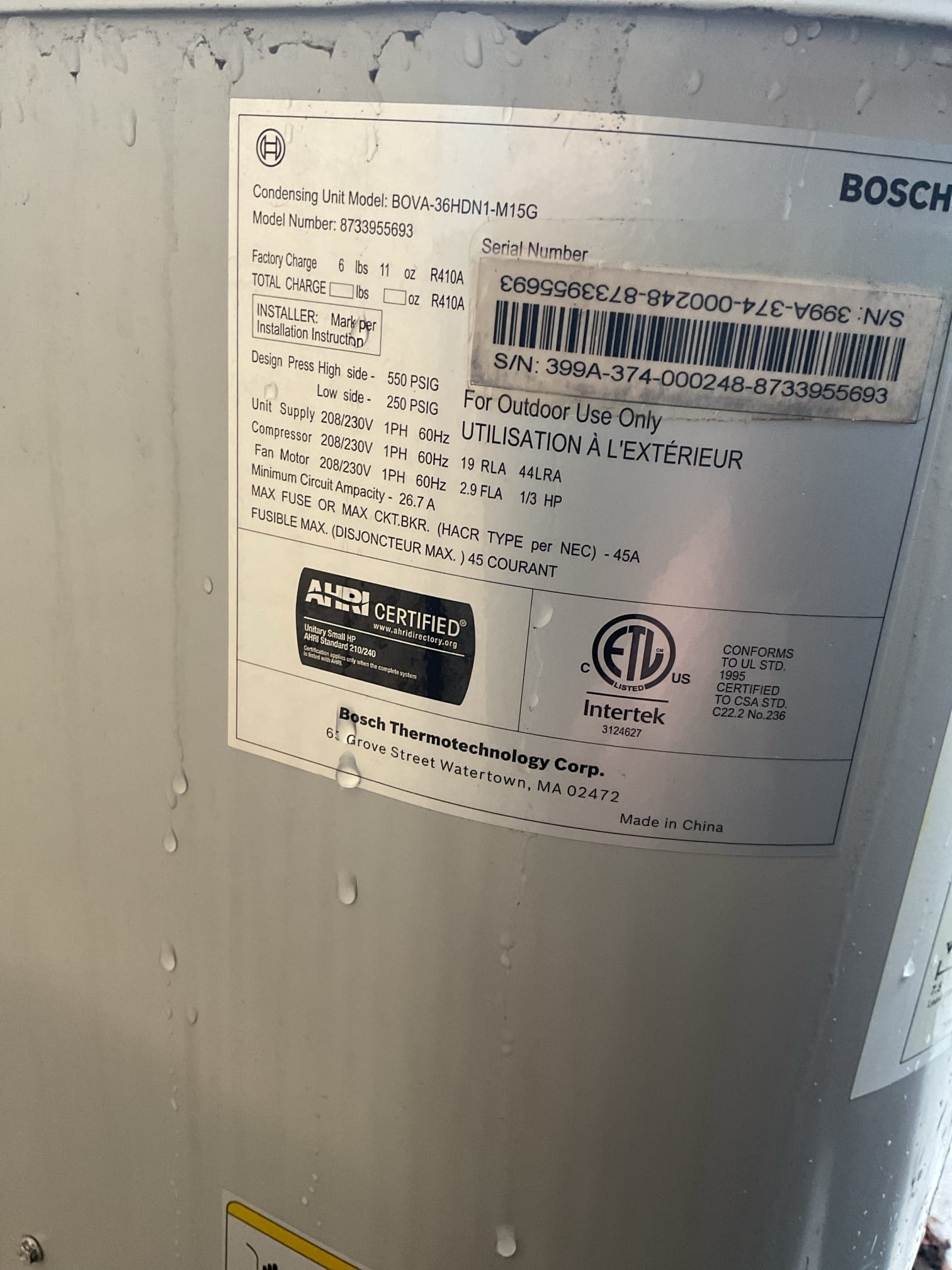 I arrived to the customers home to look at her Bosch heat pump system not working. I made sure everything inside was ok. I  Checked the filter, blower operation, and Inspected the coil. I went to the outdoor heat pump and found a E6 error, outdoor fan fault. I powered down the system for three minutes pull the motor lead and ohmed out the leads , found that the fan motor is ok but the control  board will need to be replaced. The board is covered under manufacturing and labor warranty. We will contact the customer once we have our hands on the new board I collected for diagnostic for $84.15 paid by check #167. I put Jackie’s thermostat back to aux heat and set  at 65°