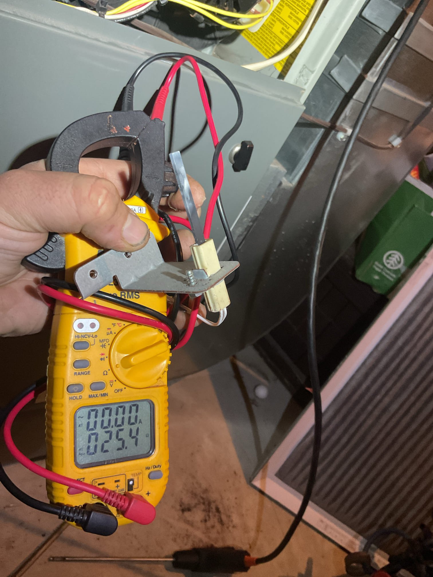 
Completed heat tune up for natural gas furnace. 100,000 BTU 2-stage.
Furnace dates to 6/11/2009. Approximately 17years old. 
This is the 1st Floor system.

Replaced 20x25x filter
Inspected heat exchanger, burners, flue pipe, inducer assembly and hoses
Burner compartment and burners are rusted. Including the backside of burners. Provide estimate to replace burners,
heat exchanger has several rust spots but no cracks. 
Inspected hot surface ignitor and verified resistance with meter. Discolored and white. Provided email estimate to replace ignitor. 
Cleaned flame sensor and verified flame rectification circuit
Measured temperature rise and static pressure
Checked wiring, controls, electric motors and components; there are no surge protectors; left estimate for a surge protector for each of the 2 main circuits of system
Checked manifold gas pressures 
Inspected drains. There is an WZ trap for the AC drain but there is no wet switch. Provided email estimate to install wet switch/flood saf