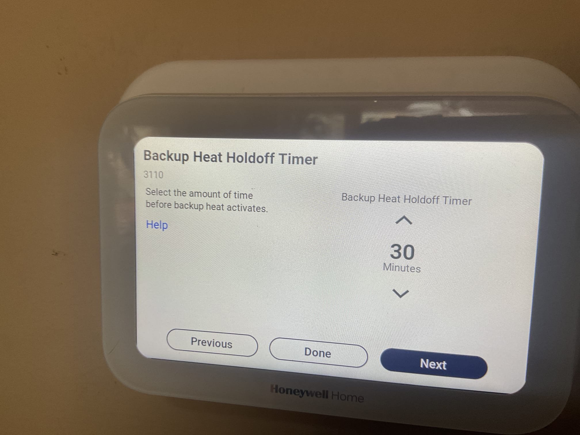 Fully assessed auxiliary heat situation. Talked to homeowner about what they were experiencing. Found that the system was taking a long time just running on the compressor to achieve the temperature from 64 degrees to 67 degrees. Found that the auxiliary setting for back up heat would not allow back up heat above 35 degrees. Changed the setting to 40 degrees to assist during slightly warmer temperatures. Checked loop temperatures. Loop in 37 degrees. Loop out 32. 5 degrees temperature rise. Geothermal heat pump is working properly at time of service. 