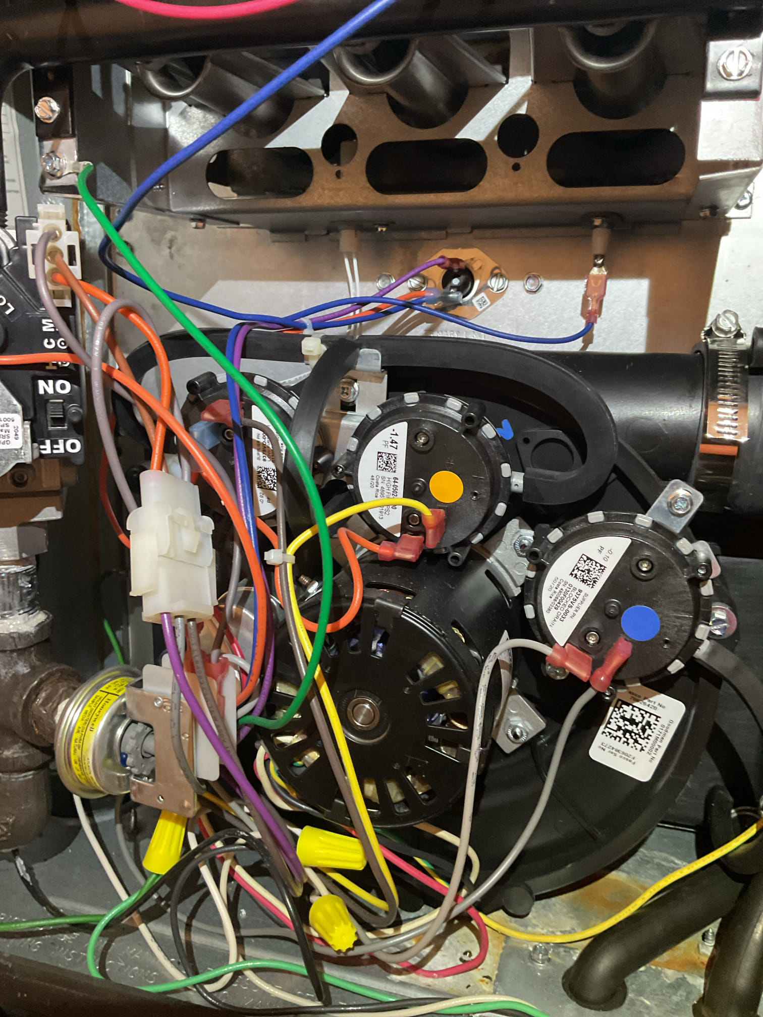 I arrived to the customers home to service their 5 yr old Amana 95% gas furnace system. 
I started with checking the air filter and replaced , the filter size is 16x25x1. I checked all my electrical connections and voltages. I inspected and tested the  burners , flame sensor and the igniter. I water tested all tubing and hoses. I inspected the exhaust and fresh air pipe for restrictions and bellies. I inspected the inducer and the blower motor operation. I checked and tested for combustion and took temp rise splits at the return and the supply. Everything is running fine at this time of service. 

Collected for $189.00 contract renewal paid by cc. 