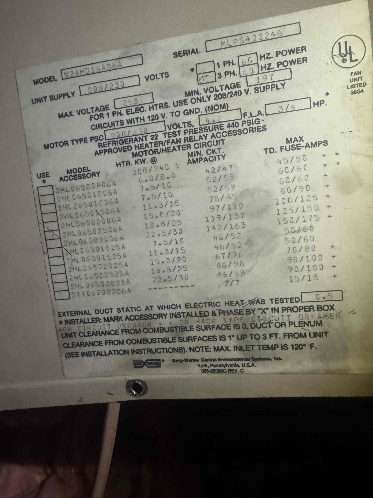 2/26/26 Kurt and Conner: arrived to noise call to find air handler blower motor malfunctioning. Blower spins slowly with no call from thermostat and locked up upon a call for heat. Blower and wheel will need to be replaced. Called distributor for price and availability. Also highly recommended replacement system, 