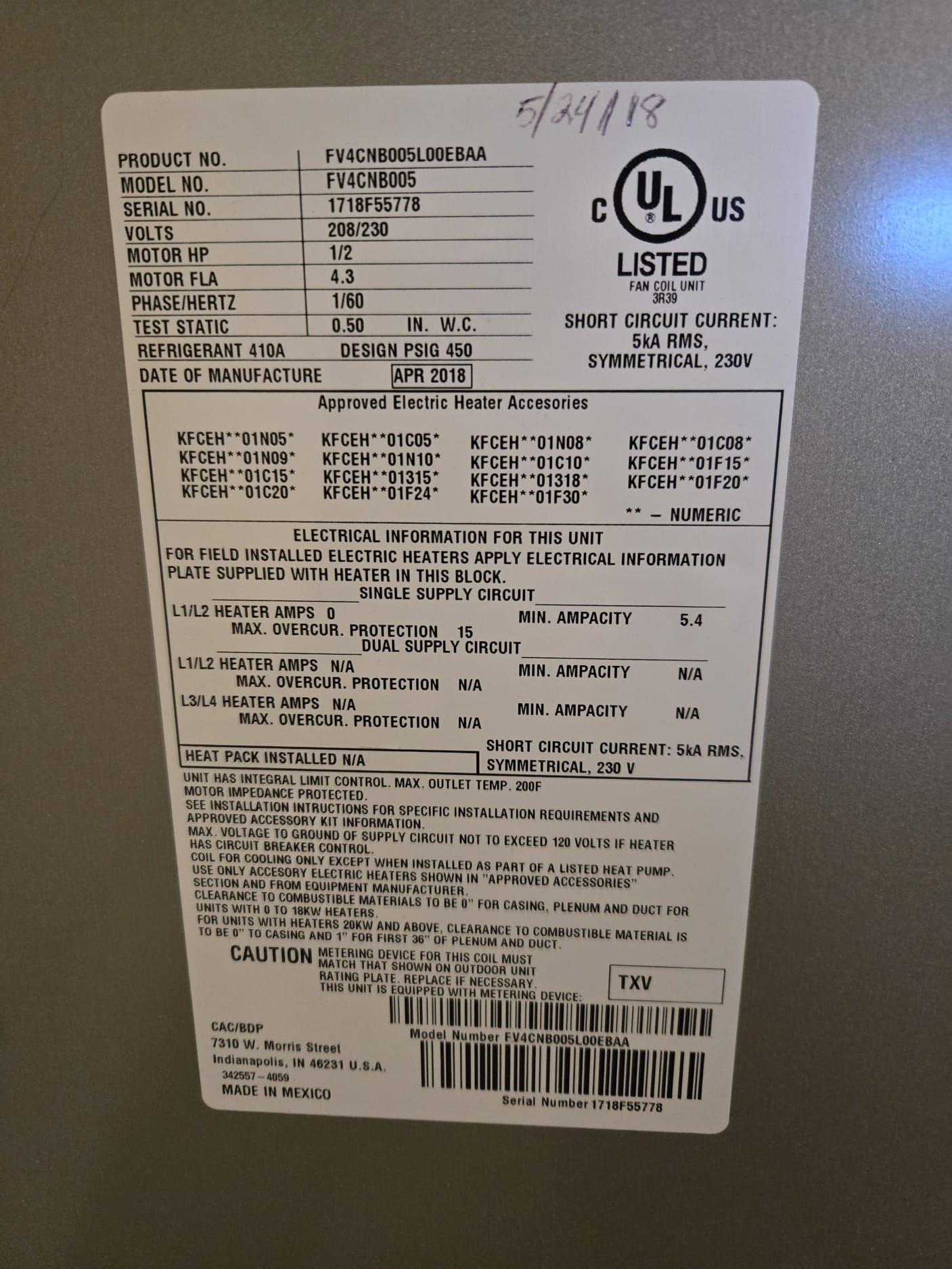Estimate for duct work