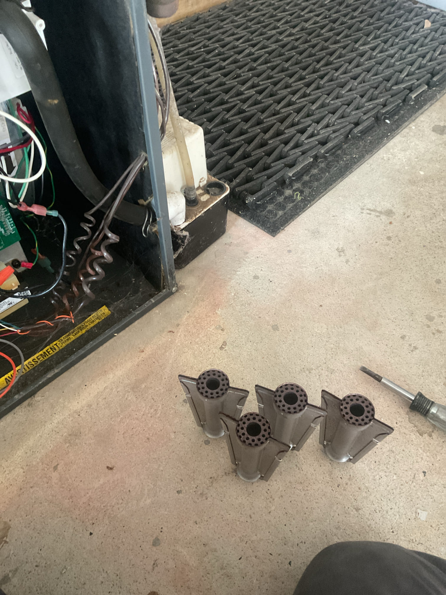 Performed precision heat tune up on 2016 amana propane high efficiency gas furnace. Replaced aprilaire 413 air filter ( provided by homeowner. Checked all electrical connections and components. Cleaned flame sensor, checked gas pressure. Checked temperature rise. Found burners getting pretty rusted and corroded, provided estimate to up grade to stainless steel burners. Performed combustion test. Gas furnace is working properly at time of service. 