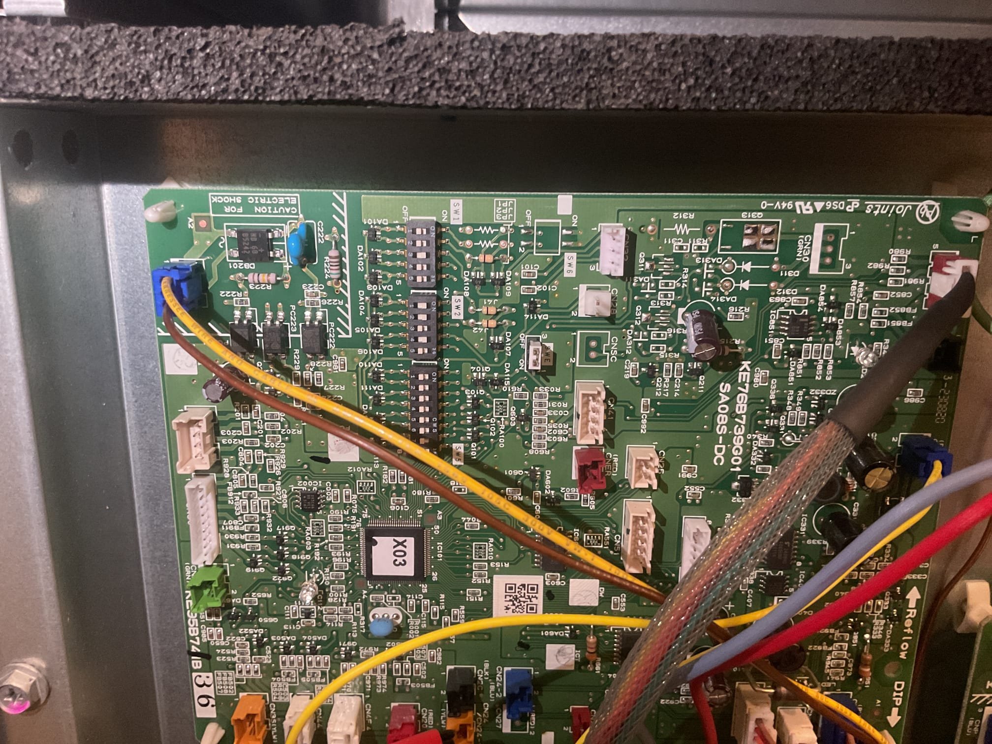 Fully assessed heat pump system operating. Went up 1 degree on the thermostat. Only the heat pump came on as it should. Measured amp draw on blower motor, found back up heat was not coming on operating normally. Found blower motor drawling 2.34 amps. Took photos of how dip switches are set at this time. Also checked 410 a refrigerant pressure it was 321 psi. Had 108 degrees supply temp. Heat pump is working properly at time of service. Will look into a wind hood for the outside unit. 