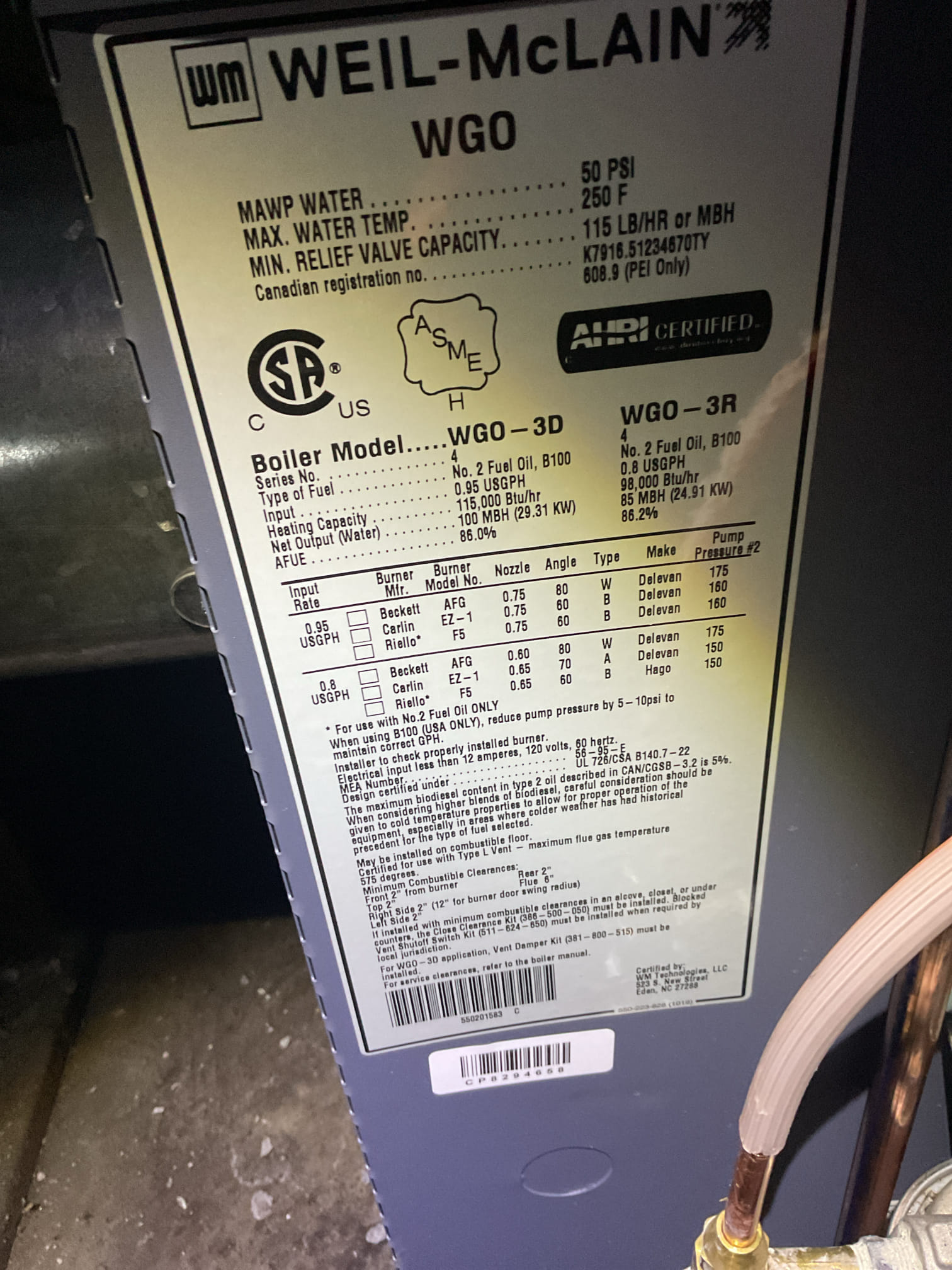I arrived to the customers home for Q.A. Inspection on their new Weil McLain oil fired boiler. Customer had let me know that she had a small oil leak under the burner. I found the flare joint was leaking. I repaired the flare and checked for any other leaks. I started with inspecting for water leaks, and checked all the copper line joints .  I checked the temperature pressure gauge. I checked the wiring connections for neatness and voltages on the controls.  I performed a combustion check on the boiler for proper set points and efficiency for the oil burner. Everything is running good. 

