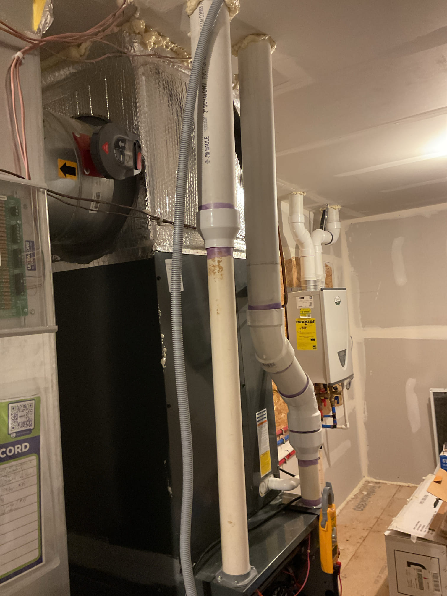 Dan 03/02/26

I arrived to the customers home to service their 5 yr old 90% Amana gas furnace system. 
I started with checking the air filter and replaced , the filter size is a 501 supplied by the customer. I checked all my electrical connections and voltages. I inspected and tested the  burners , flame sensor and the igniter. I water tested all tubing and hoses and inspected the collector box . I inspected the exhaust and fresh air pipe for restrictions and bellies. I inspected the inducer and the blower motor operation. I checked and tested for combustion and took temp rise splits at the return and the supply. Everything is running fine at this time of service. 