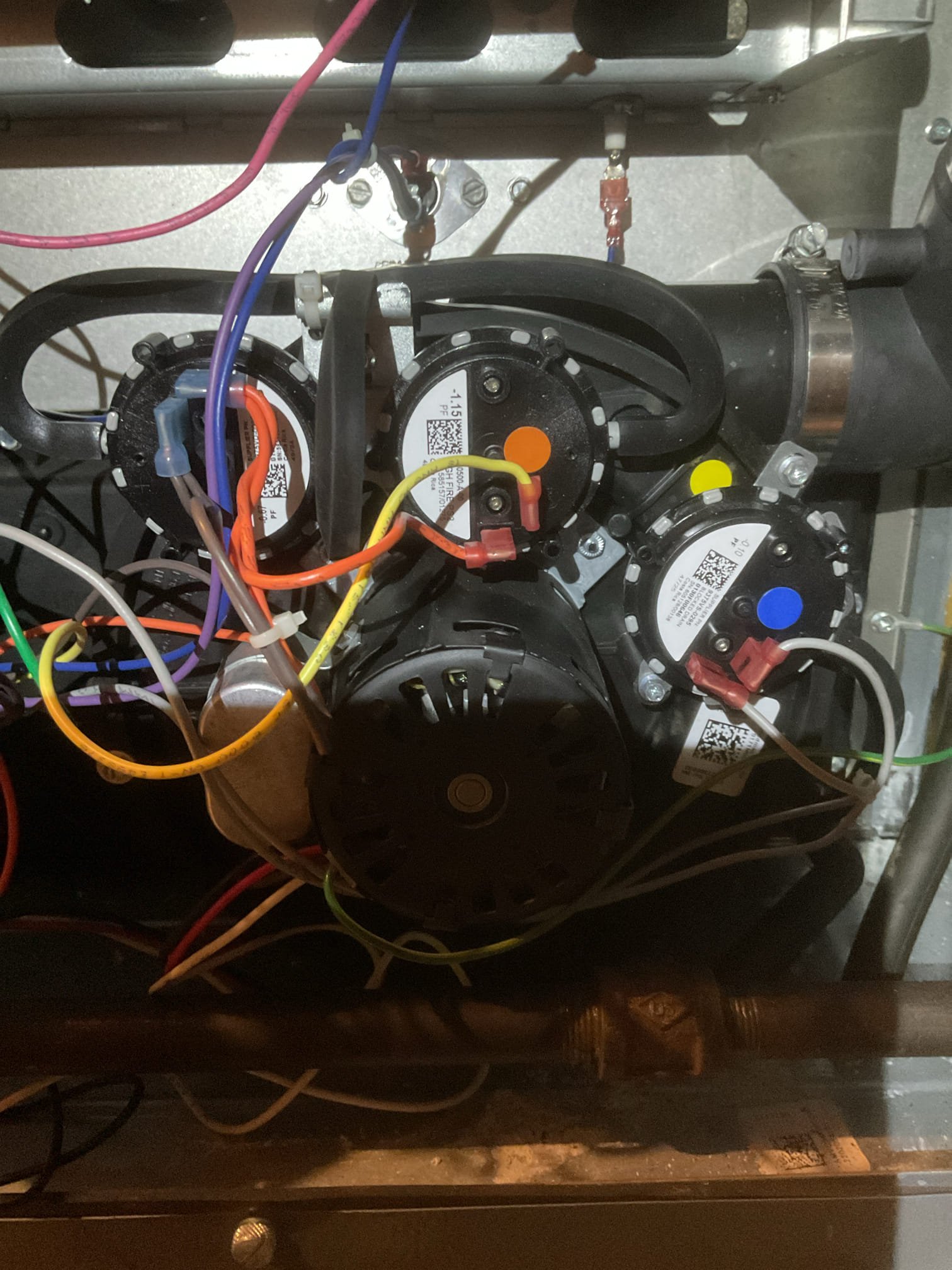 I arrived to the customers home to replace their warranty pressure switches. I turned the system off. I removed the failing pressure switches and replace with new OEM pressure switches. I turned the system back on and tested system operation and checked both high and low stages of heat . The customers had already prepaid for the pressure switches. I had to customer sign off when completed.