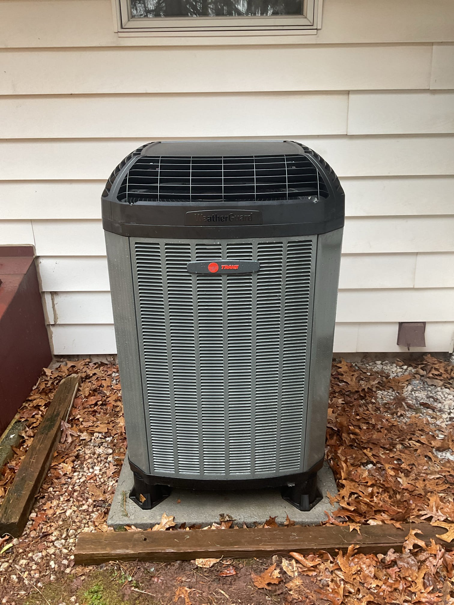 
• Install Trane Weatherguard on heat pump to help prevent precipitation from freezing onto unit. 

03/03/26 Dan 

I installed the new Trane  weather guard. I installed the support bracket and then added the weather guard top and screwed it to the install bracket brace. I collected for balance of $255.00 paid by cc. 
