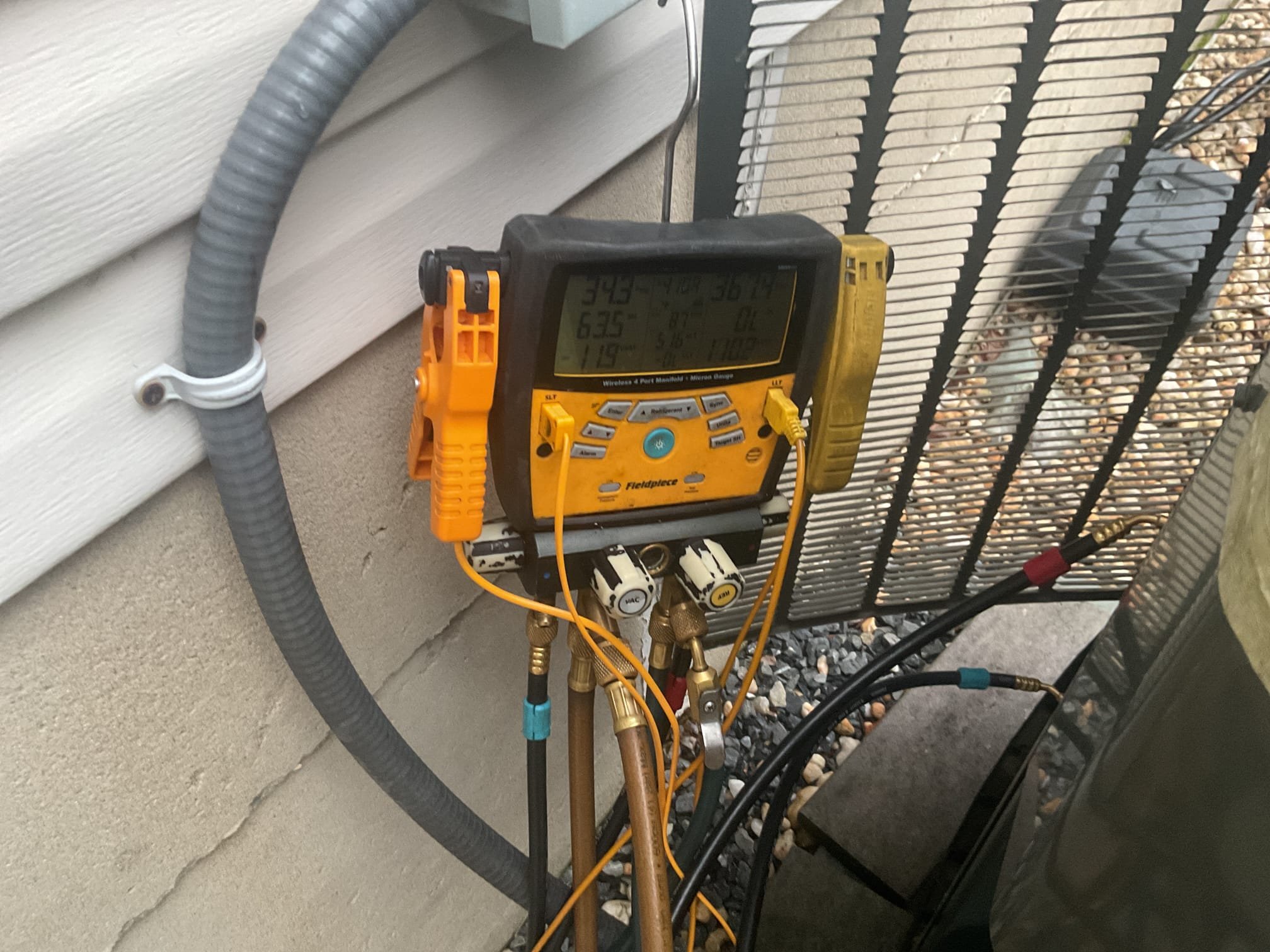 Fully assessed no heating situation. Found that on emergency heat gas furnace was running fine. This is a 2016 trane hybrid system. The issue is with the heat pump. Got homeowner to switch thermostat back to regular heat to check 410a refrigerant pressures. Found system had 410a in the system but when only run for about 3 seconds. Found a call between c&y with 27 volts. Found no led’s on defrost board or eev board. There is also no surge protector on disconnect. Also unit is becoming un level. Gave homeowner estimate. Also will need to get pricing on eev board and defrost boards, there could be further issues. Would recommend replacing heat pump system. 
