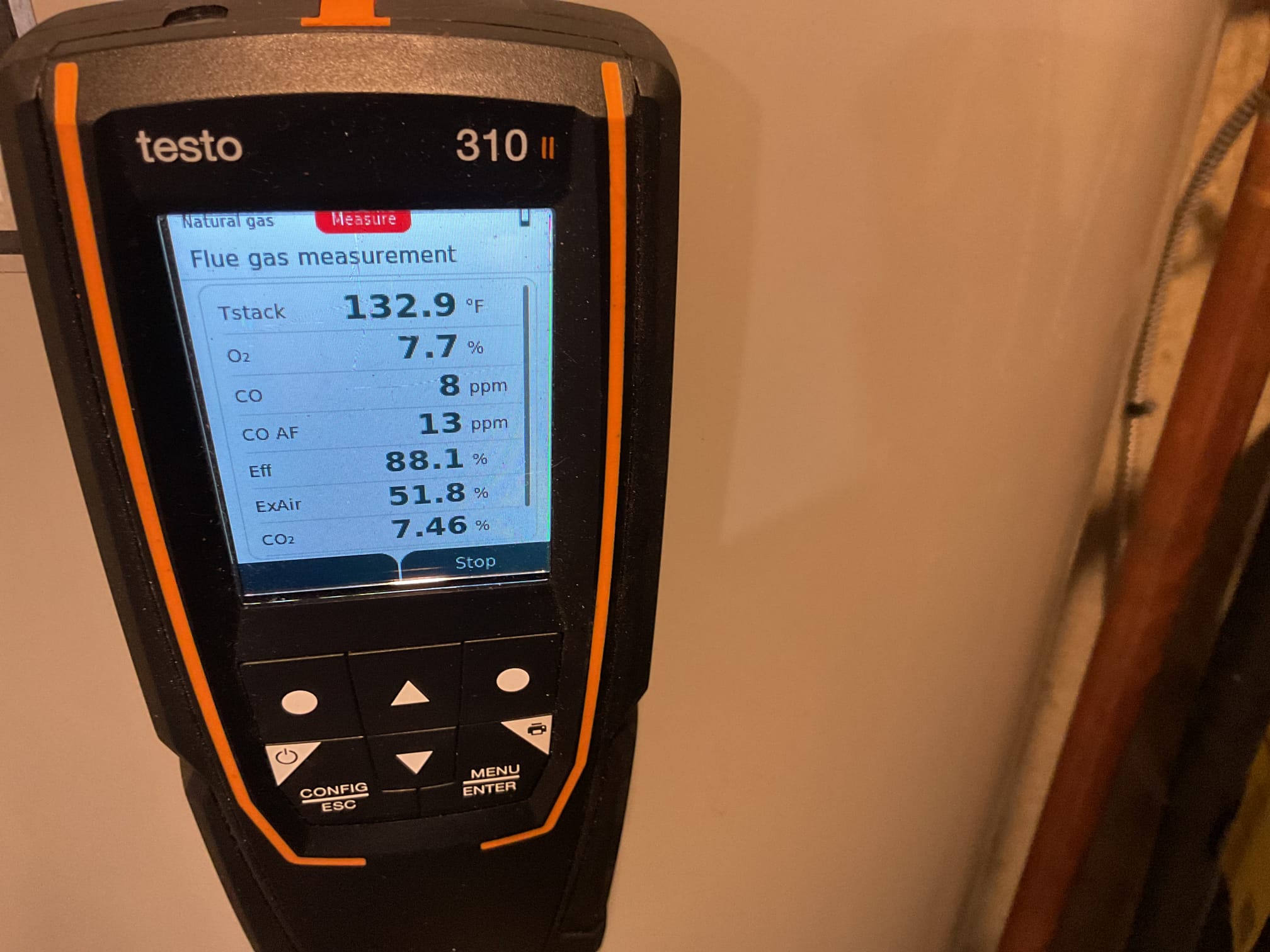 Performed precision gas boiler tune up on 2019 Weil McLain high efficiency boiler. Checked all electrical connections and components. Found a lot of air in the loop on 1st floor, purged loop of air. Ran all three zones made sure they were getting hot. Tested condensate. Performed combustion test. Found system has a watts 1 1/4 duo micro bubble air separator that is not getting rid of air. Provided estimate to replace air separator head and inside media. Gas boiler is working properly at time of service.  Usually every 5 years media and air separator top. 