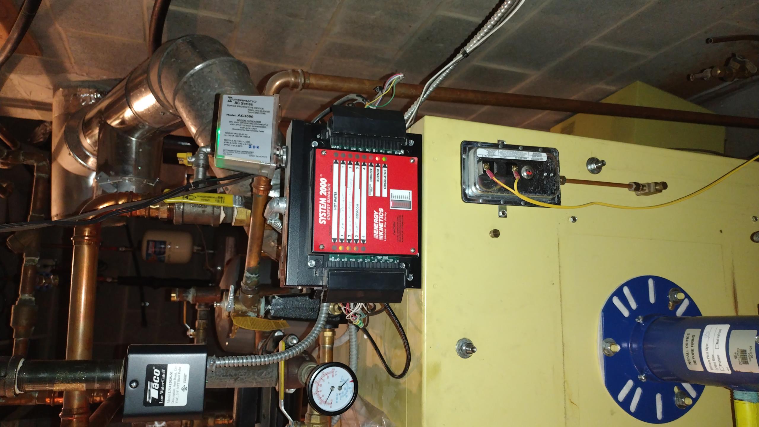 Luis 3-6-26 customer called in for no heat, propane company came out to deliver propane but since no one was home they fill tank and closed tank valve Re-Light Pilot and Check Operation, I performed leak check on primate system. Pressure held 8 psi for 5 minutes, no leaks. I Reset boiler, bleed line and test operation, I check all there units in basement to make sure coils are getting hot. All three air handlers are getting hot. Performed combustion test on boiler to make sure is burning correctly, I test gas stove to bleed air ok. Boiler is back in working condition. I did noticed some items that will need attention, air eliminator head has some corrosion and it looks like is not venting properly, #67 air vent for one of the air handlers is not venting properly. There is a water connection that is been capped by hose cap, it should be had pipe with 3/4 black iron cap for safety. I provided estimate to repairs these items. Boiler is 18 years old. I would recommend Looking into upgrade 