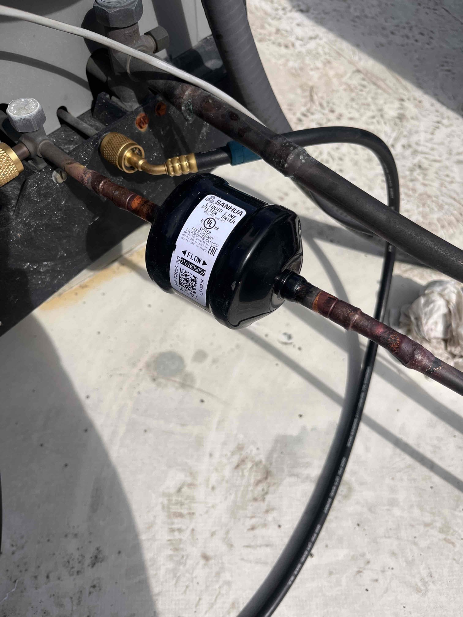 3/10/26. Brazed over broken fitting at high pressure switch. Pressure tested at 350 psi nitrogen. Soap and bubbles checked. Vacuumed down system to 380 microns. Added 7 lbs 11 ozs of r410a.( provided by Atwater). Ran system in both heating and cooling mode. Pressures were good. Temperature rise was 20 degrees. Heat pump is working properly at time of service 