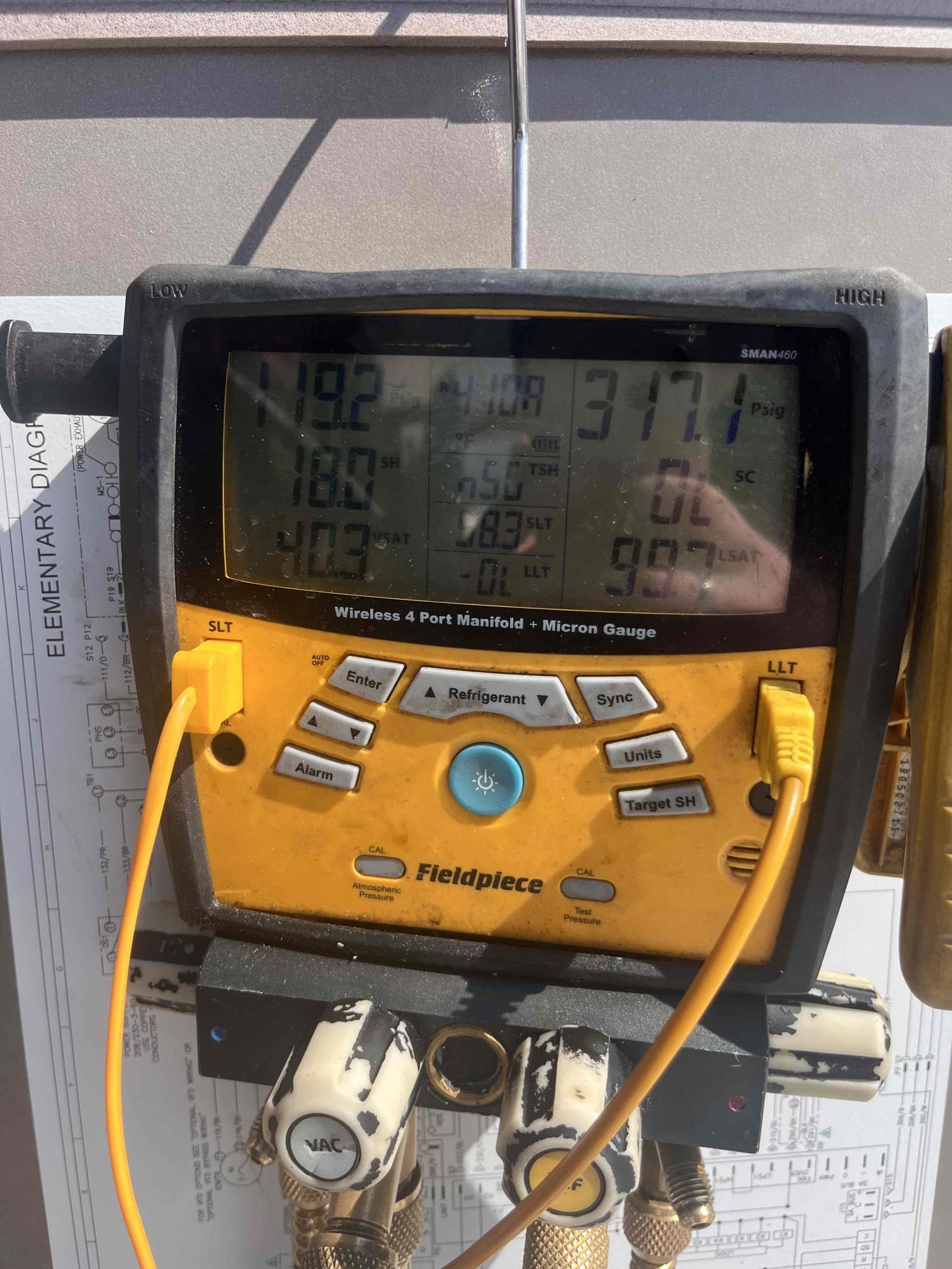 3/10/26 Kurt & Liz

Upon arrival went to rooftop, found only one compressor running on York heatpump serial #N2A1557064. Board was throwing code “1 coil freeze locked out”. Disconnected coil temperature sensor and restarted system, system ran with compressor #1, when second compressor went to start system would shut down and throw same code. Disconnected both temperature sensors and checked resistance, one temperature sensor was at 9.56kiloohms, other sensor was at 12.72 kiloohms. Restarted system with both temperature sensors disconnected, system ran, we found only first compressor still running. Board now throwing code “bad coil temperature sensor” With both sensors disconnected jumped out second compressor on control board and got second compressor to run with first compressor. With second compressor jumped out on control board and temperature sensors disconnected, system ran for extended period of time, until the jumper for the second compressor was removed. After jumper was remove