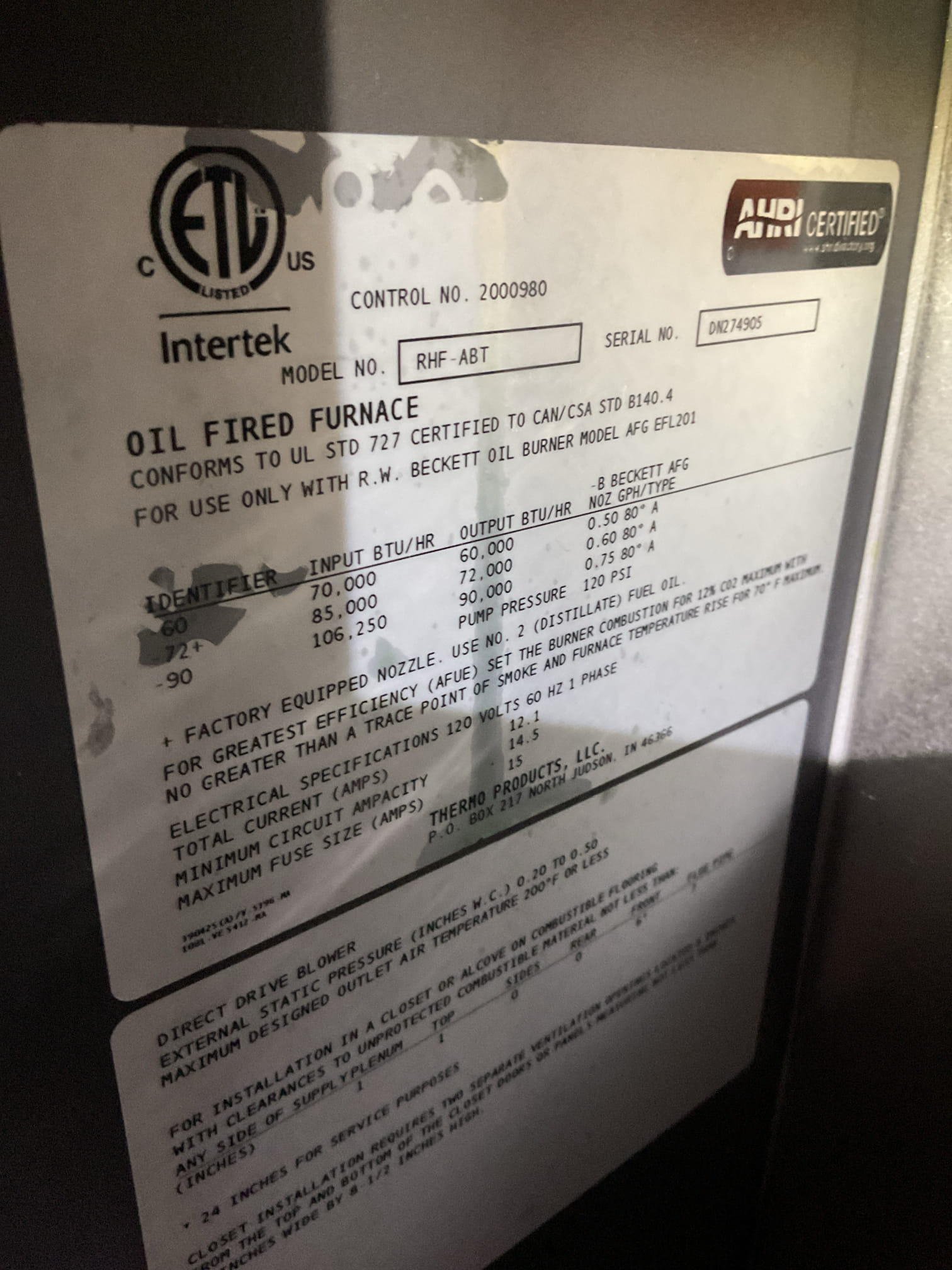 3/11/26 Dan 

I arrived to the customers home to service their 8 yr old oil furnace system. 
I started with checking the air filter and replaced  , the filter size is a 413 supplied by the customer . I checked all my electrical connections and voltages. I checked and replaced my strainer and nozzle , and the oil filter.  I inspected and set my electrodes for proper gapping for optimal performance.  I inspected the flue pipe  for corrosion and pitting. Inspected my heat exchanger and the chimney for clearance. I bled the oil burner and tested system for smoke and combustion. I took temp rise splits at the return and the supply. Everything is running fine at this time of service. 

I collected for the oil and a/c contract renewal for his main house for $399.00 and replaced his Garber oil filter, which is $38.25. The customer is going to pay for his mini  split in the spring for a/c only . The customer was also curious on a cost for a new oil tank. He’s not looking to do it now . I gave h