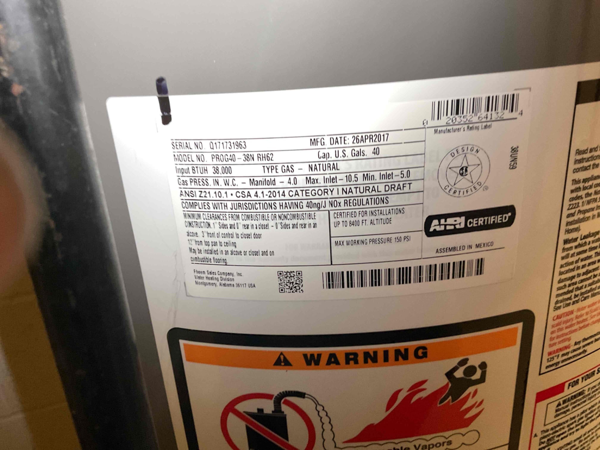 Performed water heater service on 2017 Rheem natural gas atmospheric water heater. Drained several buckets of sediment from water heater. Found st12 expansion tank has rusted pit holes. Provided estimate to replace expansion tank but highly recommended replacement of water heater due to being 9 years old . Provided estimate. 