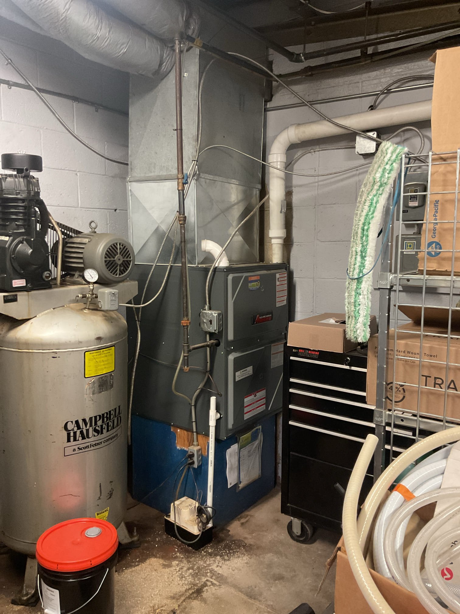 
Completed heat tune up for natural gas furnace.

Replaced 16x20x1 filter
Inspected heat exchanger, burners, flue pipe, inducer assembly and hoses
Inspected hot surface ignitor and verified resistance with meter
Cleaned flame sensor and verified flame rectification circuit
Measured temperature rise and static pressure
Checked wiring, controls, electric motors and components; there are no surge protectors; left estimate for a surge protector. 
Checked manifold gas pressure
Inspected drain and pump. Added treatment tabs. 

Combustion, draft and smoke tests: Pass

Gas furnace is operating well at this time. 