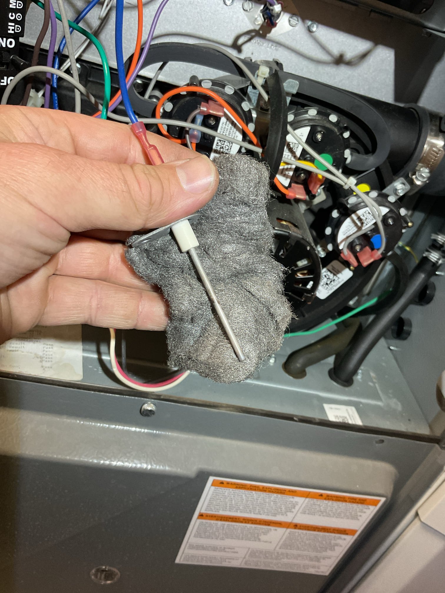 
Completed heat tune up for natural gas furnace.

Aprilaire 413 filter should be replaced soon. I will be on campus tomorrow to replace. Didn’t have one on the truck
Inspected heat exchanger, burners, flue pipe, inducer assembly and hoses
Inspected hot surface ignitor and verified resistance with meter
Cleaned flame sensor and verified flame rectification circuit
Measured temperature rise and static pressure
Checked wiring, controls, electric motors and components; there are no surge protectors; left estimate for a surge protector for each of the 2 main circuits of system
Checked manifold gas pressure
Inspected drains. Drain does not have overfill protection. Provided email estimate for EZ trap. 

Combustion, draft and smoke tests: Pass

Gas furnace is operating well at this time. 