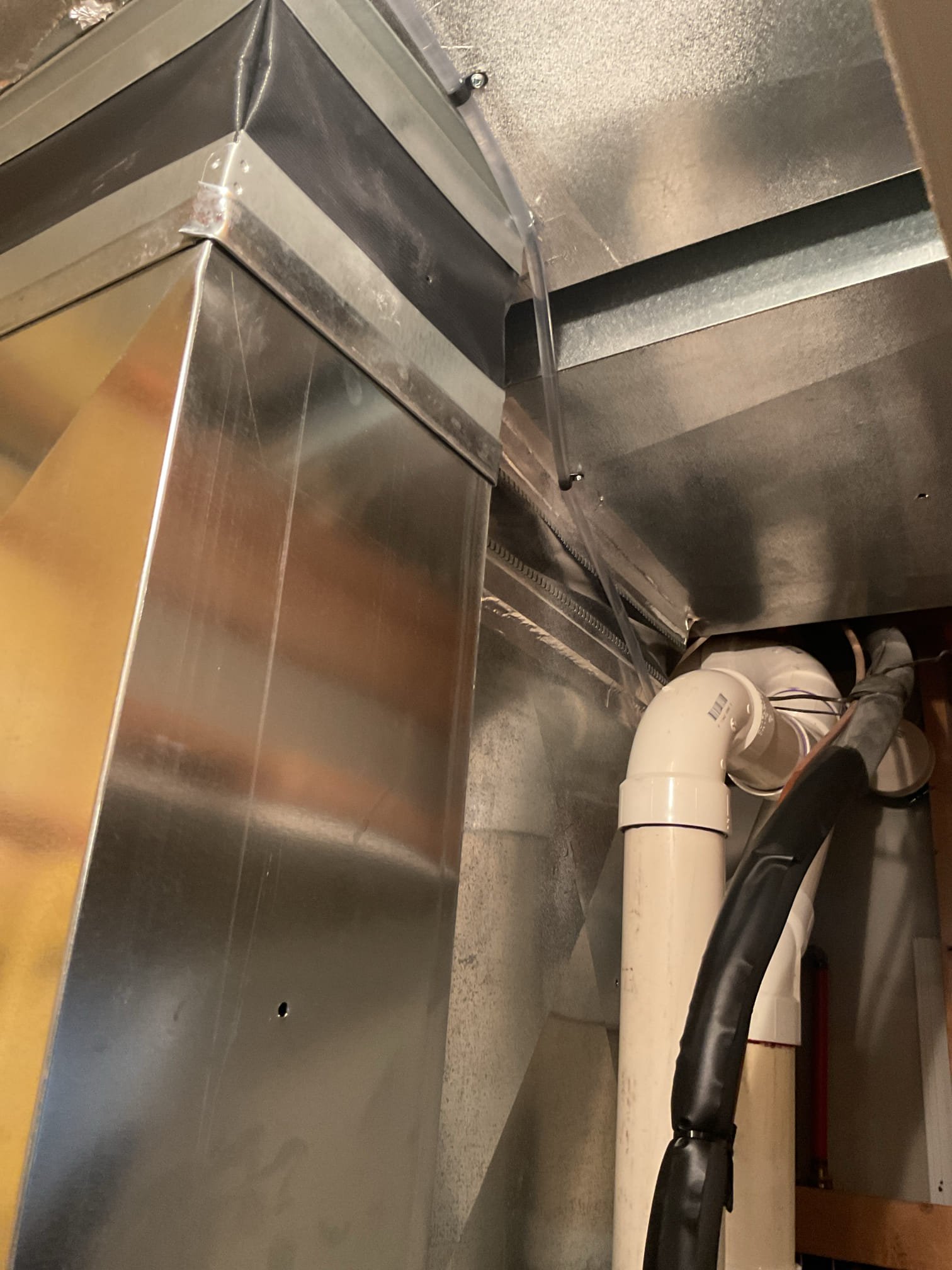 Performed quality assurance on recently installed gas heater and ac. Check all settings on unit and thermostat, check operation of heat, airflow and staging ok low and high ok. Test humidifier operation ok, I activated frost control and set to run even when thermostat is idle. This way customer will achieve humidifier set point 35%. I tested and corrected low voltage water safeties. I noticed 3 in exhaust fitting is leaking (this is existing pipe from previous heater) we will need to come back to repair fitting no charge. I check outdoor unit disconnect was in the off position, I added silicone to disconnect and line set penetration. Customer is really happy with new system. 

3/12/26 Conner: returned to repair exhaust piping. Cut out leaking section of pipe and installed new piping/fittings. Cycled system on to ensure no further leakage. 