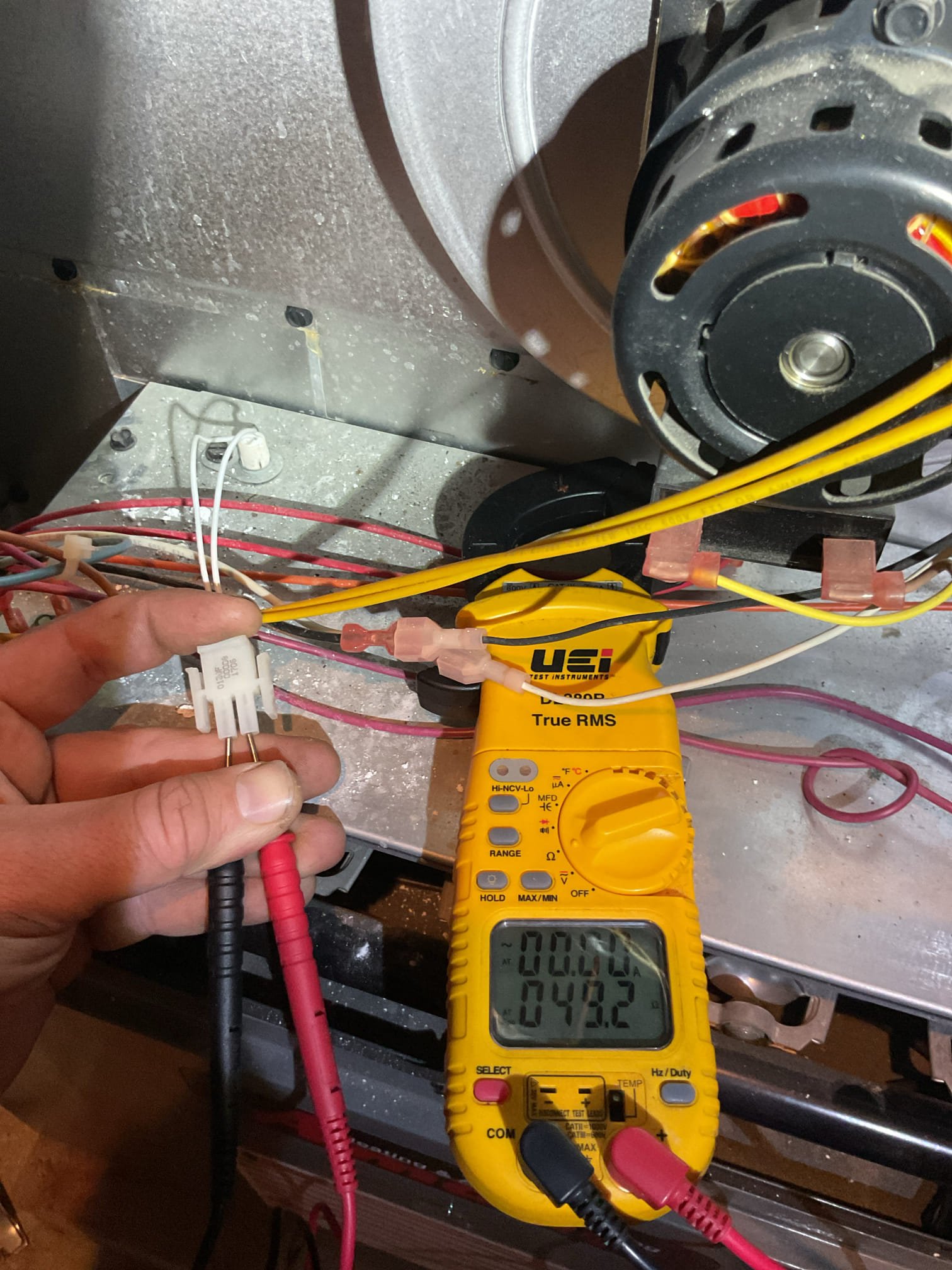 
Completed heat tune up for natural gas furnace. 140,000 BTU natural 

Replaced 16x24x1 filter
Inspected heat exchanger, burners, flue pipe, inducer assembly and hoses
Inspected hot surface ignitor and verified resistance with meter
Cleaned flame sensor and verified flame rectification circuit
Measured temperature rise and static pressure
Checked wiring, controls, electric motors and components; there are no surge protectors; left estimate for a surge protector 
Checked manifold gas pressure
Inspected drain and pump. There is a condensate pump safety but no EZ trap. Left estimate for EZ trap.

Combustion, draft and smoke tests: Pass

Gas furnace is operating well at this time. 