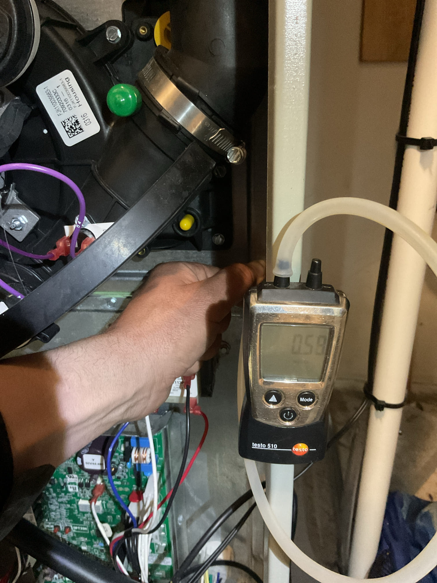 Issue was homeowner knocked Trane link Thermostat off the wall.
When I arrived I put outer frame back together put thermostat back into subbase and cycled power off and on to the thermostat.
Initially the display was fine but interface wasnot. Was not responding to touching and eventually screen went blank altogether. 
The app however is still working to control the system despite the screen being blank.
Offered to replace the thermostat today. Homeowners elected not to replace and to use the app. 
Left estimate to replace Trane Link thermostat.

Homeowner agreed to plan membership and diagnostic.

Completed AC tune up 3 Ton Trane variable speed.

Replaced Aprilaire 413 filter provided by homeowner; was very dirty. Recommend replacing every 6 months. 
Indoor and outdoor coils in good condition 
Inspected wiring, controls, electric motors and components, system has surge protection
Measured temperature split and static pressure 
Inspected drains; cleared EZ trap

Assessed refrigerant ch