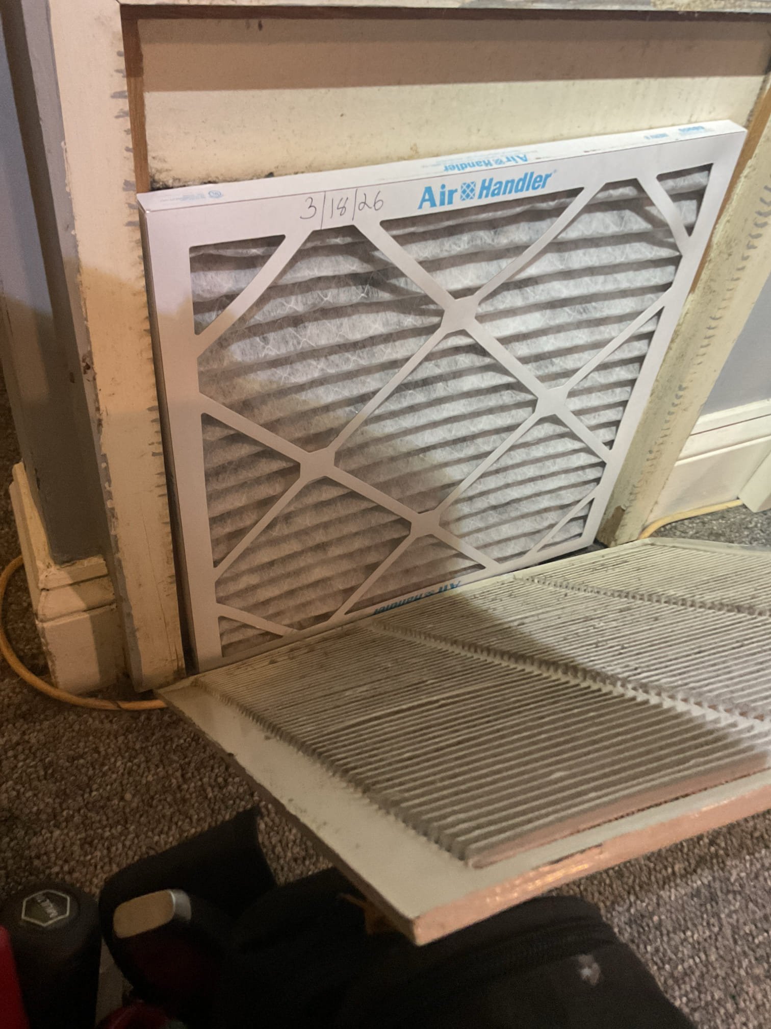 
Completed heat tune up for natural gas furnace.

Replaced 16x16x1  filter
Inspected heat exchanger, burners, flue pipe, inducer assembly and hoses
Inspected hot surface ignitor and verified resistance with meter
Cleaned flame sensor and verified flame rectification circuit
Measured temperature rise and static pressure
Checked wiring, controls, electric motors and components; there are no surge protectors; left estimate for a surge protector for each of the 2 main circuits of system
Checked manifold gas pressure
Inspected drain and pump. Flushed trap and added treatment tabs, 
There is no floor water safety. Provided estimate for wet switch. Will shut equipment down if water is detected on floor near equipment. 

Combustion, draft and smoke tests: Pass

Gas furnace is operating well at this time but lacks comprehensive water safety and surge protection
 