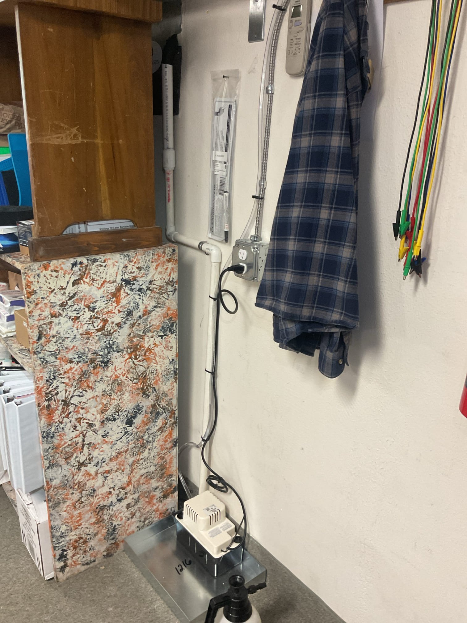 Condensate solution for Minisplit. 

Installed new 1” and 3/4” drain piping as well as minisplit tubing; piped to new 115V condensate pump.
Ran vinyl tubing into the tunnels.
Afterwards tested pump and AC.

They will use water sensor tied into the alarm panel/system. No need for 9V water alarm. Removed this from invoice.

Recommend adding condensate pan treatment tabs to pump monthly to keep clean. 4 tabs per month. Can buy them from Amazon or supply hous.com just search condensate pan treatment tabs. 

