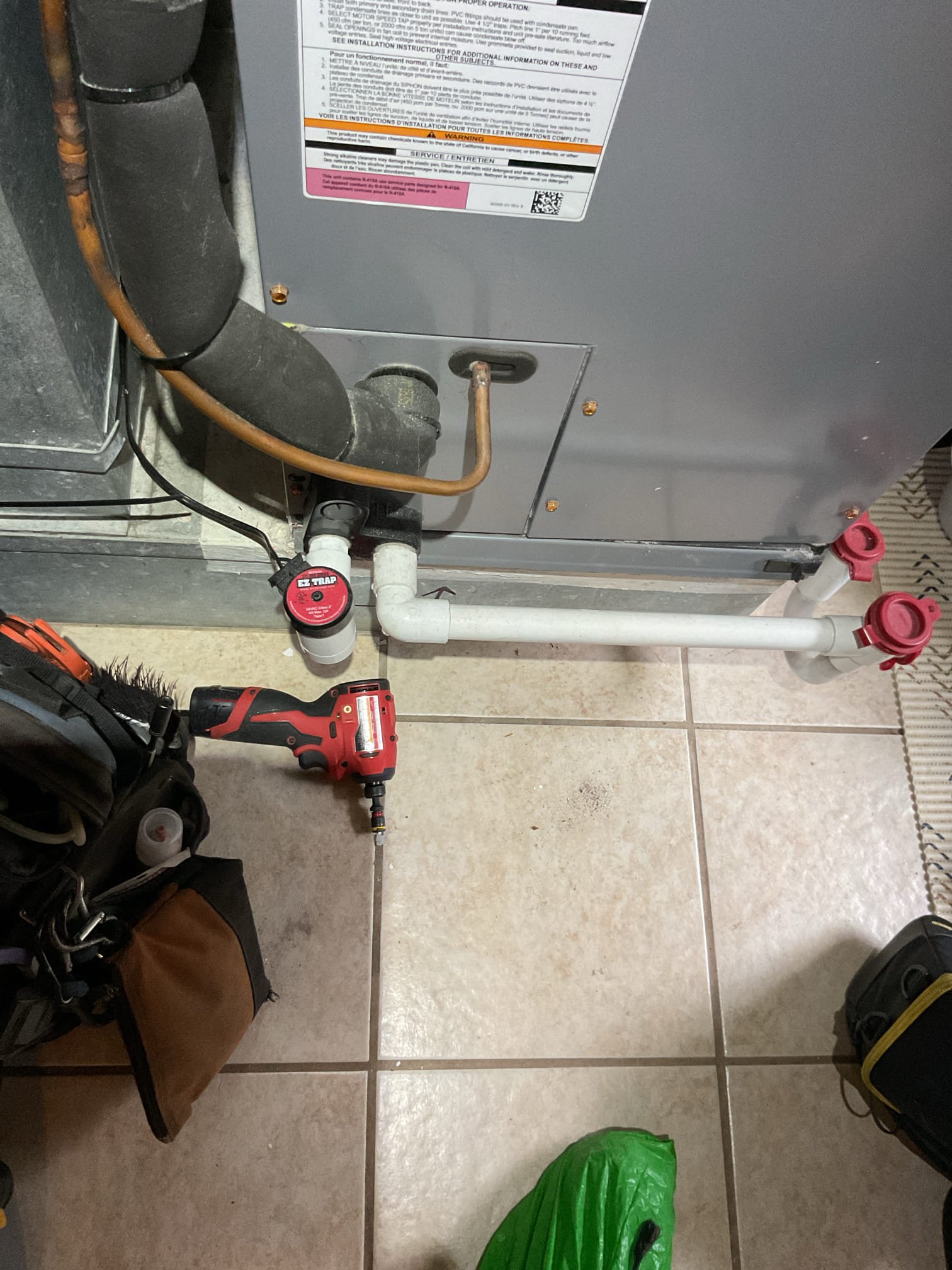 
Completed AC tune up for 2.5 Ton Heil heat pump system with 10KW electric heat kit 

Cleaned washable filter; a 16x20x1 filter would also work for this system.
Indoor and outdoor coils in good condition 
Inspected wiring, controls, electric motors and components; left estimates for surge protectors. Also provided estimate for Honeywell S1200 smart thermostat which will allow for better control of electric auxiliary heat use. Will use outdoor temperature as a lockout point for electric heat.
Measured temperature split and static pressure 
Inspected drains; has an overfill protection switch but there is no water shut off on the floor. Provided estimate fo wet switch water safety that will shut unit down if water is detected on floor near equipment
 
Checked integrity of compressor motor (mega ohm test)

Assessed refrigerant charge checked pressures. 
Heating 352/108
Cooling 317/106 6° Subcooling outdoor temperature 42°. Used charging jacket. 

AC system operating well at this time but l