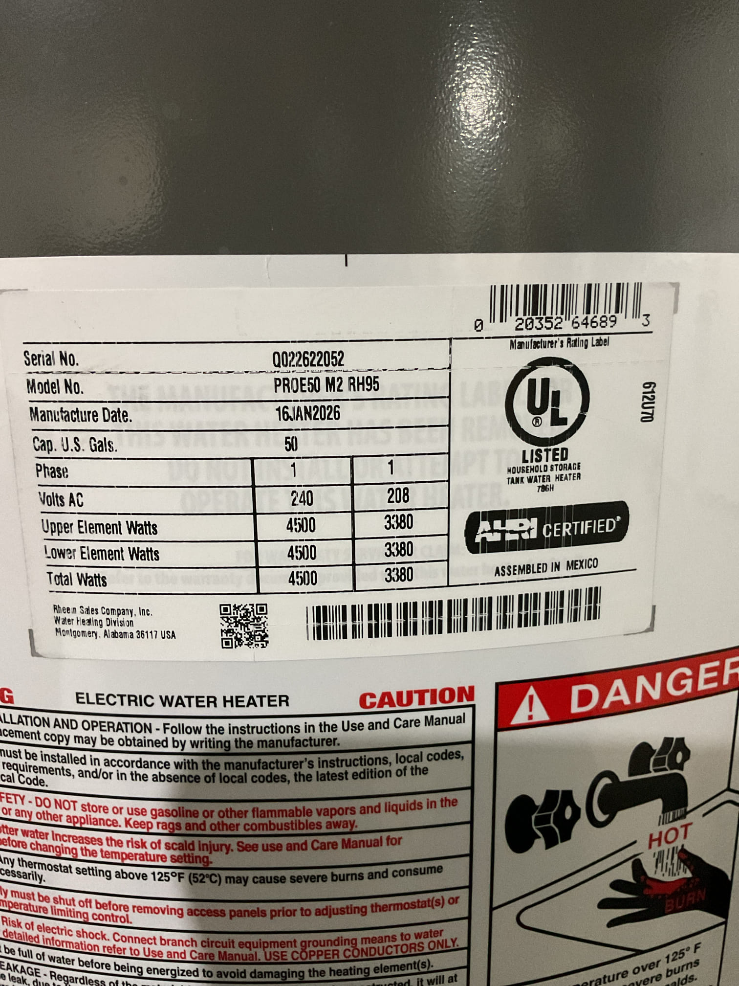Upon arrival, found wires at breaker panel not connected to breaker and were never tightened so one of the wires popped out.  Also wrote install date and capped water heater pan drain.  Tested everything.  System working to standards.  