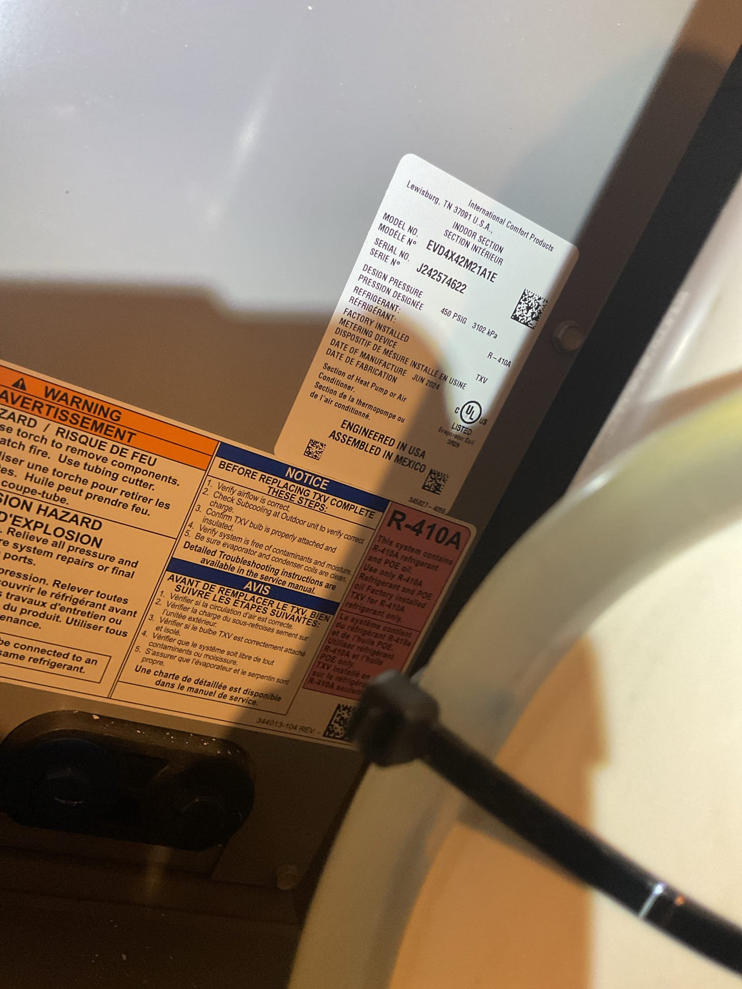 Luis 3-24-26 performed ac tune up on 3.5 ton arcoaire air conditioner unit. Check all electrical connections and components, air filter ok check drain and inspect coils. Air delivery system ok. Check supply and return air temps ok. Check outdoor unit refrigerant levels and pressures ok compressor and motor amps ok. Cycle ac unit ok. During today’s visit I noticed indoor unit does not have any water protection or surge protection I provided estimates to add safeties, customer passed on safeties.
I found expansion tank for water heater has failed provided estimate to replace expansion tank, customer approved Replacement of expansion tank for water heater. Add air to expansion tank to match 50 psi incoming. Test water heater operation ok. 