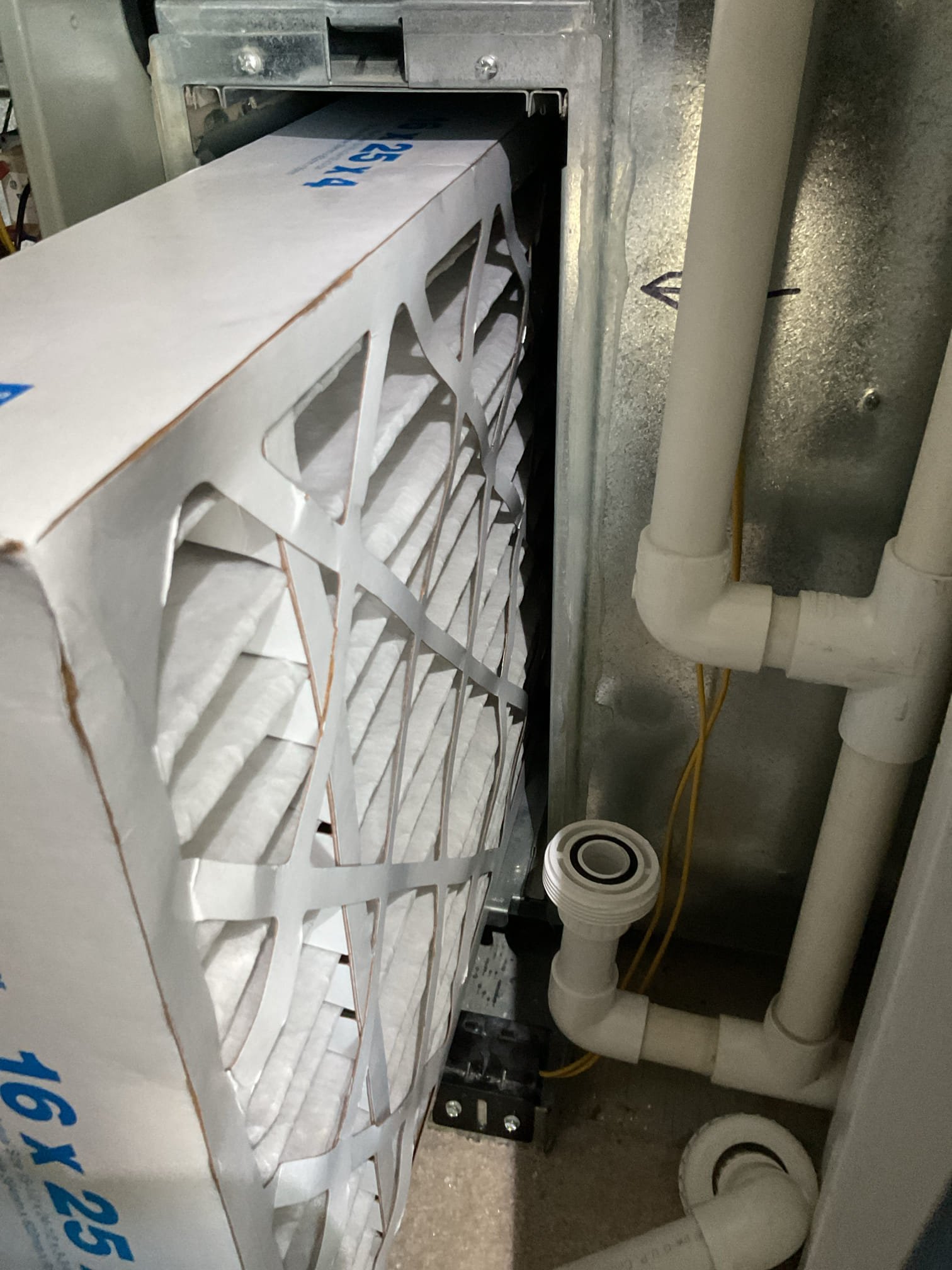 Completed (2) AC tune ups.
For 2nd Floor system: (2) Zones 1 thermostat in middle bedroom, the other in master bedroom. The AC for this system dates to early 2017 9 years old based on serial number of the outdoor unit. Bryant 3 Tons. Furnace was installed by us in October 2025. 
Homeowner said for the few days they have needed cooling this year the AC did not work.
I tested and system came on. I did lower the fan speed from 400 to 370 CFM per ton 3 Ton. 

1st Floor system is 100,00 BTU natural gas furnace with 3 Ton AC gas furnace dates to 2007, AC dates to 2018. Gas furnace is 18 years old. Has several rust spots on heat exchanger. Burner assembly is very rusted. Ignitor has weather/hot spots. Provided estimate to replace 1st floor furnace burners and Ignitor. 

2nd Floor system filter 16x25x4 good
Replaced 1st floor system filter 16x25x4

For Each AC system:
Checked condition of indoor and outdoor coils: Indoor and outdoor coils in good condition 
Inspected wiring, controls, electric