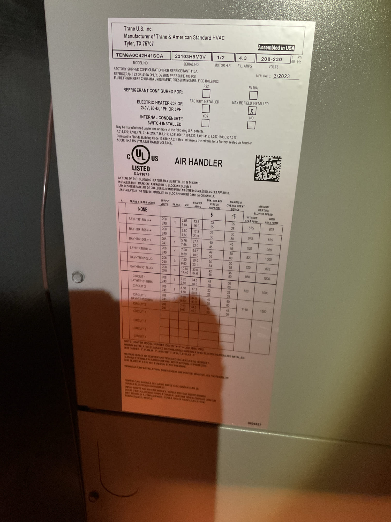 
3/26/26 Dan 


I Arrived to the customers home for a heat pump check up on a 2 yr old Trane system . I checked all electrical connections and voltages . I checked the air filter and replaced, filter size is a 20x23x4 I added temporary a 20x23x1 . Inspected the indoor coil and tested electric heat package. Took temp splits for the electric heat and blower motor amperage draws. I looked at the outdoor heat pump and tested for an outdoor btu output. Inspected the outdoor components and unit pressures. Everything is working fine at this time of service. 


I did leave a few estimates for the customer to review . 

1 for a indoor surge protection for the blower motor.
1 for a outdoor surge protection for the outdoor disconnect 
1 for a upgraded thermostat . (S1200) 