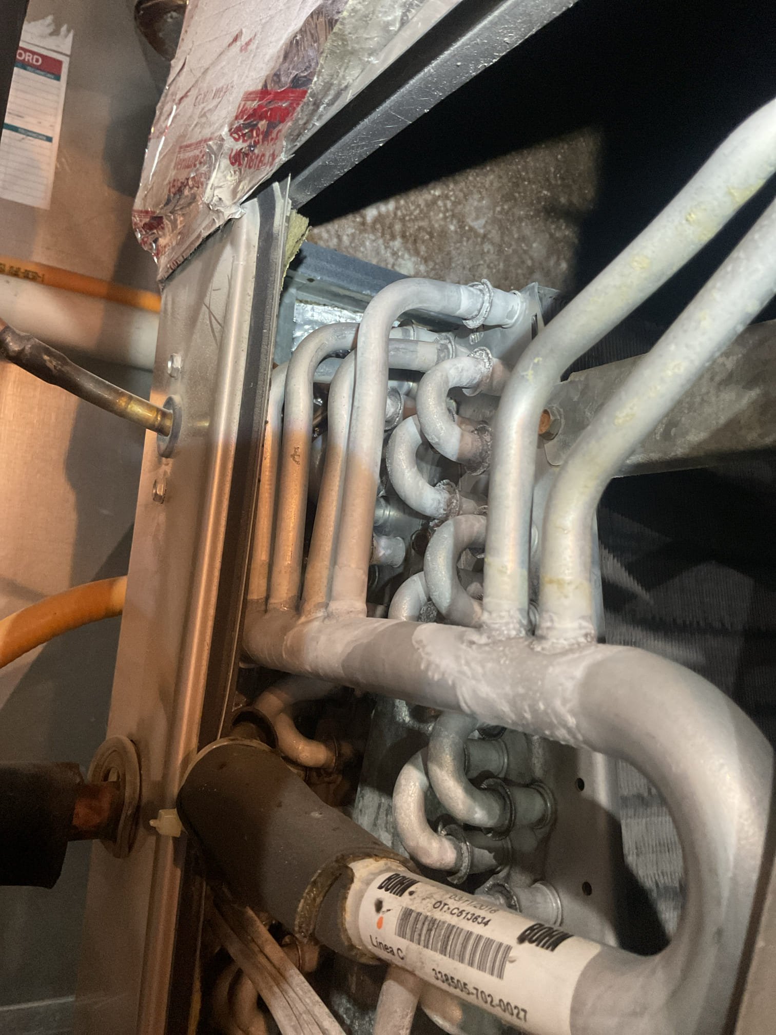 Luis 3-30-26 performed ac tune up on 2.5 ton Bryant ac system, replace filter, check indoor coils and blower. Indoor coil is showing major bacteria growth. Check airflow. Supply and return air ok. Flush drain ok. Provided estimate to add bacteria protection. Check outdoor unit refrigerant levels and pressures, all electrical ok. Found refrigerant levels below standard, quoted to add refrigerant and dye. Customer approved basic estimate Add refrigerant to system up to 2 lbs with leak detection dye and return visit in about 3 months, refrigeration system is within normal range. Office to follow up with customer to schedule return visit in August. 