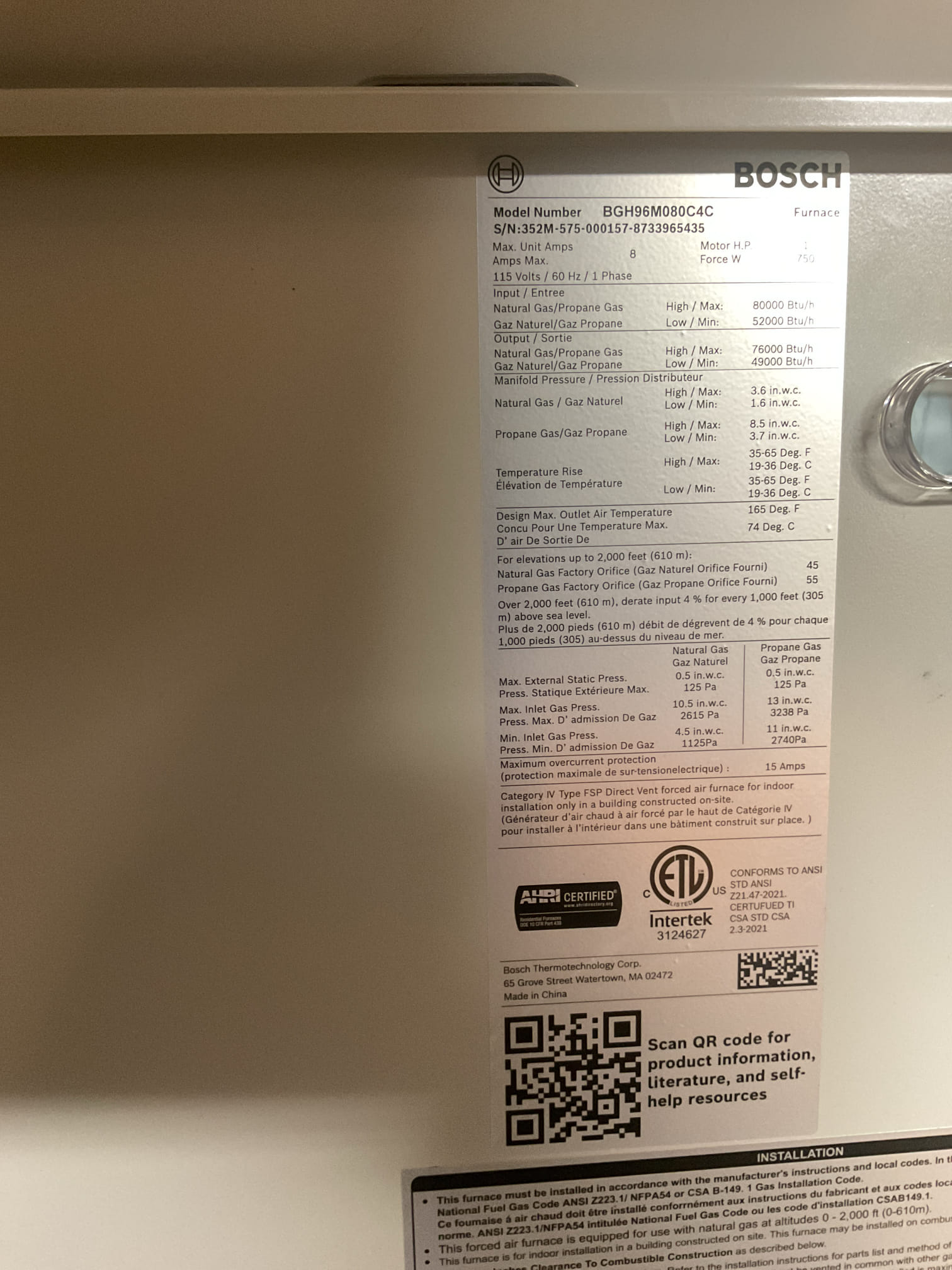 3/30/26. Performed quality assurance on 2 recently installed Bosh heat pumps with propane gas furnace back up. Checked all electrical connections and components. Tested both systems in cooling mode. Checked refrigerant pressures. Made sure penetrations were sealed. Checked over settings in the thermostat all were ok. Customer got a performance alert through the thermostat. Honeywell is working on a fix for this issue. There will be an update sent out to the customers. Both systems are working properly at quality assurance. 