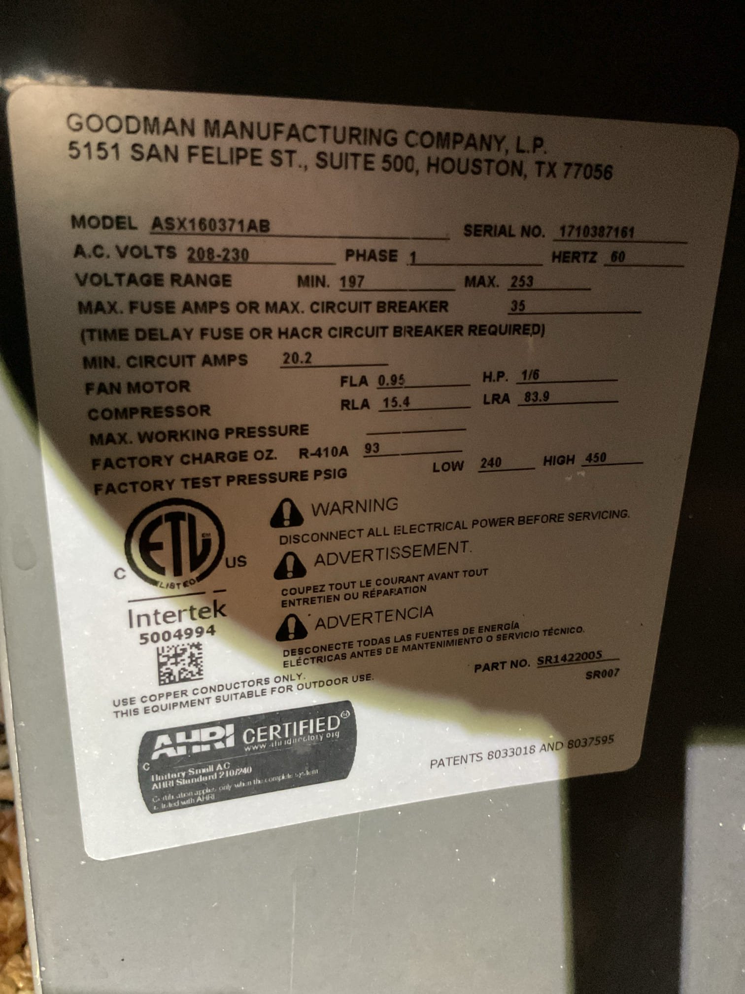 No cooling. 3 Ton Amanda system installed by Mattioni November 2017.

Found failed 45/5 capacitor at outdoor unit.
Homeowner informed me that mattioni registered product for tended parts warranty. Although there was a labor warranty through Mattioni, it no longer applies.
Provided price to replace capacitor under parts only warranty.
Homeowner agreed. 
Outdoor coil very dirty. Cleaned with unit frame intact with available hose bib, but strongly recommend a deep clean with water. Provided estimate for this.

Homeowner agreed to plan renewal and diagnostic fee as well as capacitor under parts warranty.
He paid for diagnostic and plan on one card and the repair on another. He would like to use the card used for plan and diagnostic today for further plan renewals.

Checked system operations after; ok
Replaced 16x25x4 filter with a 16x25x1 until homeowner can replace with 4”
