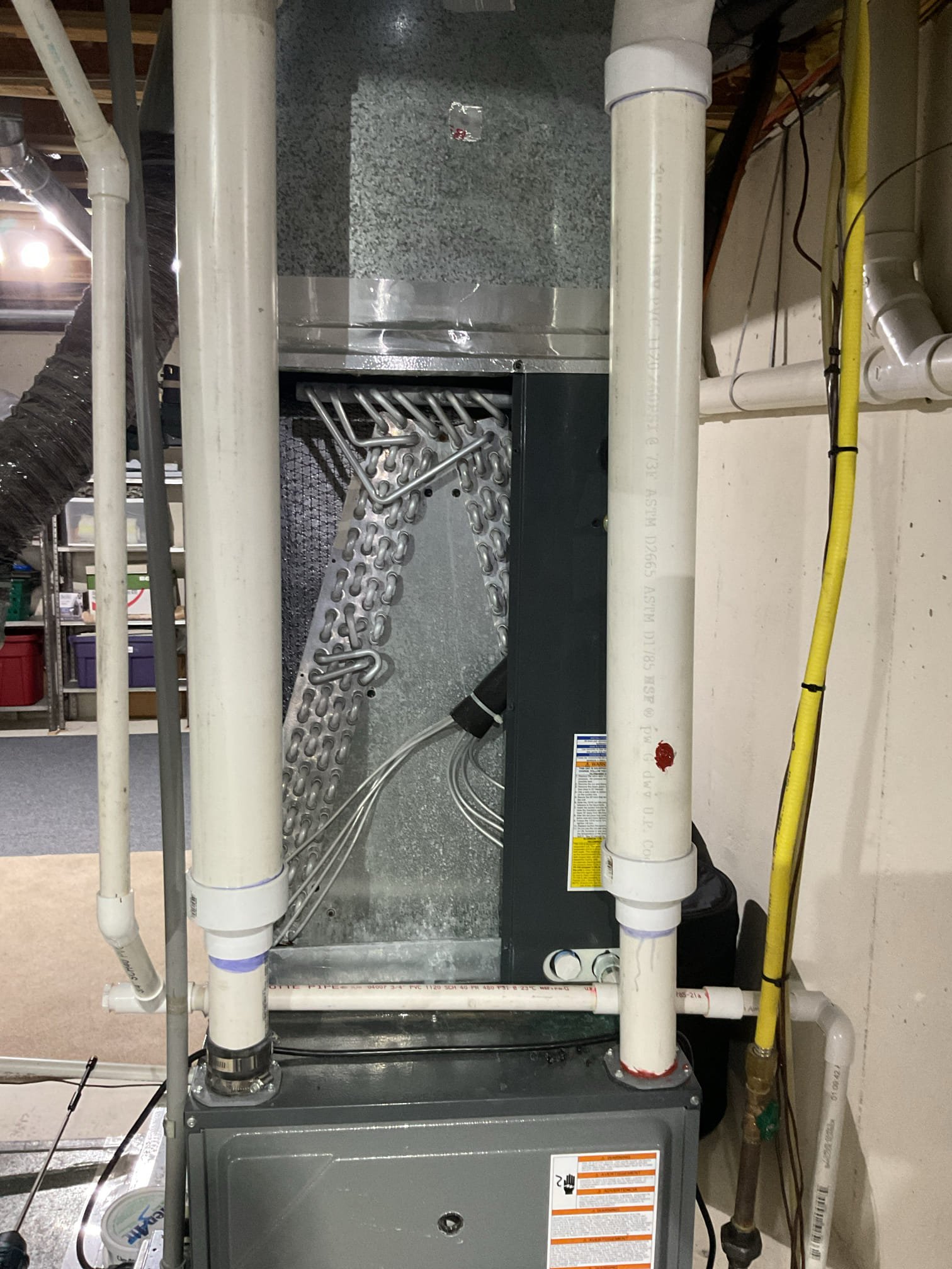 Completed (2) AC tune ups
1st floor system 4 Tons Amanda installed 11/2017, mdoor coil replaced 2024
2nd floor system 2 Tons installed 4/29/24

Both filters are clean: (Aprilaire 413 basement; 14x25x1 at second floor system)

For each system:
Indoor and outdoor coils in good condition; cleaned outdoor coil of 4 to. System with water, hosebib right by unit. Back side and left sid has so,e debris
Inspected wiring, controls, electric motors and components; left estimates for surge protectors
Measured temperature split and static pressure 
Inspected drains; cleared EZ trap at 2nd floor system, tested pump; added treatment tabs to drain pan. Ty basement system does not have an overfill protection switch. Provided email estimate for EZ trap with cleanout
Checked integrity of compressor motor (mega ohm test)

Assessed refrigerant charge checked pressures. 

Provided estimate that is comprehensive and includes complete surge protection and the drain overfill/cleanout for basement system. 

AC 