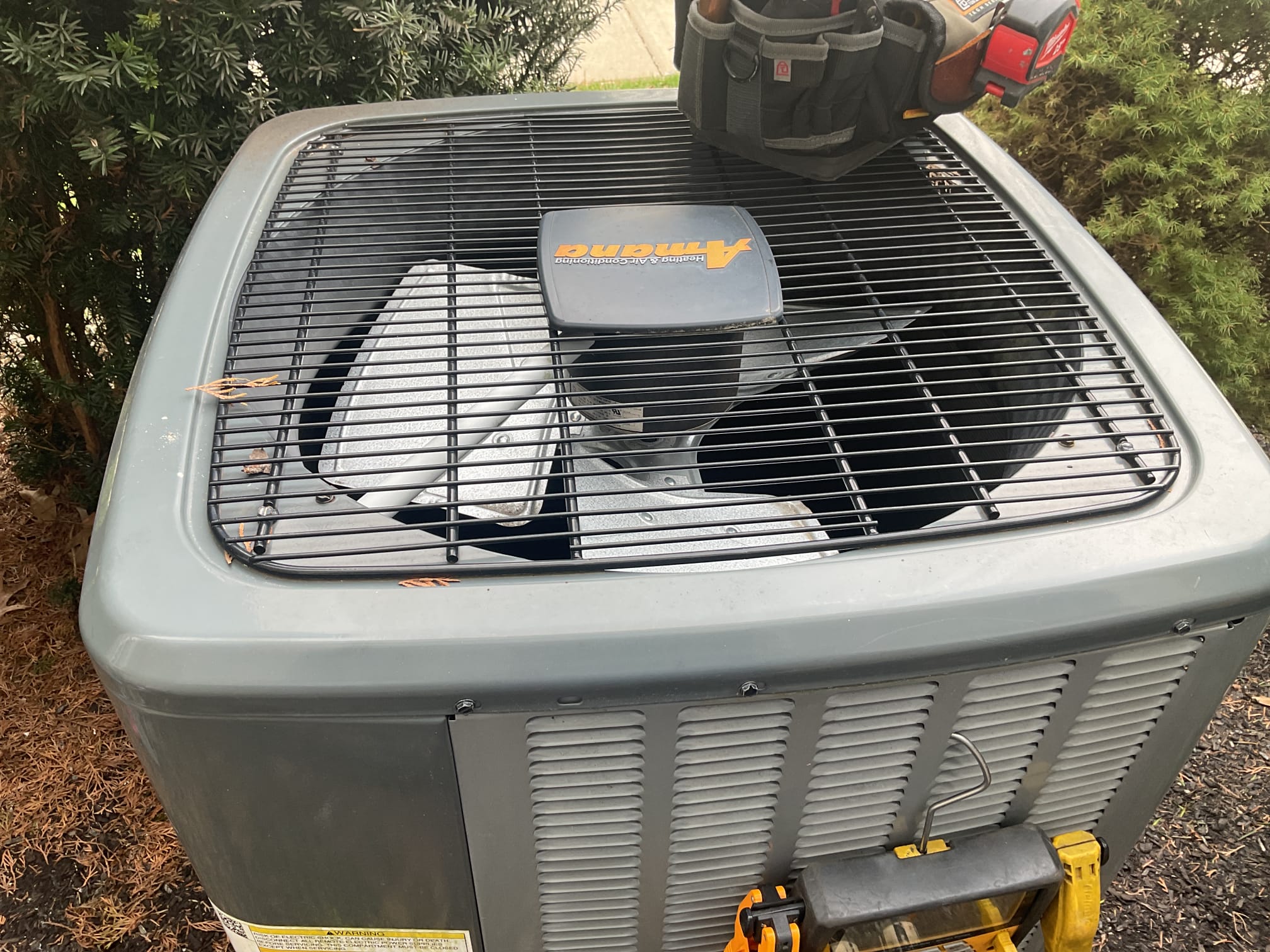 3/31/26. Found indoor unit running but not outside unit. Hooked up gauges and found system completely flat on charge. Pulled off arms flex at suction line 7/8 at king valve and found oil all over the place. Joint will need rebrazed and repaired. Possibly someone may have stepped on the line. will need to be vacuumed down. All refrigerant charge will need to be added back in. Tennet payed in full for repair. Will need to schedule repair. 
Heating and cooling plan
Will need to rebraze connections. Pressure test using nitrogen. Vacuum down system below 500 microns. Ad in new factory charge of 94 ozs ,test out system. 