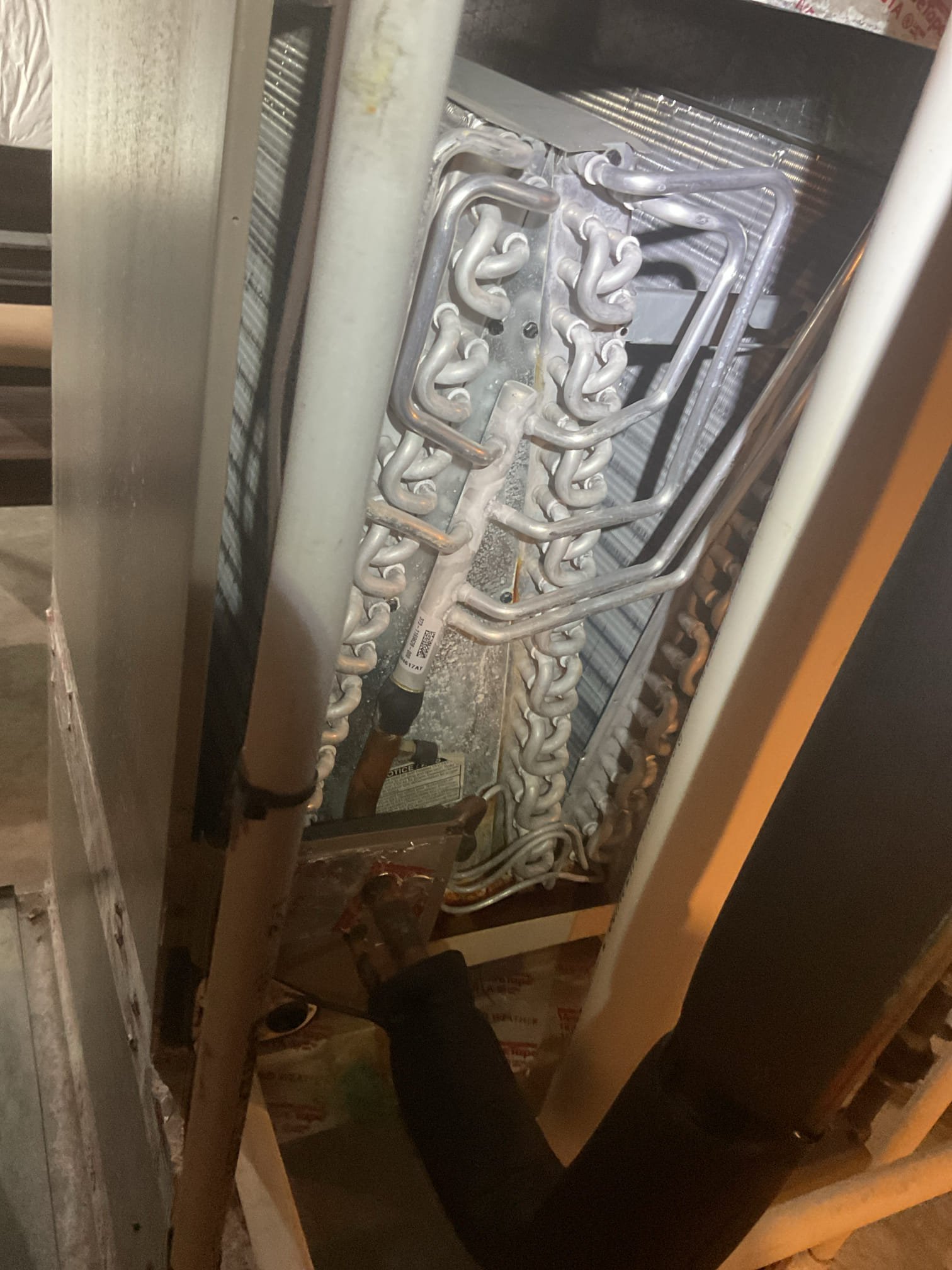 Luis 5-1-26 warm AC tuneup on a Lux air 3 ton air-conditioning system check indoor unit coils, air delivery system drain system check supply and return air temperatures. Indoor coil is starting to show rust and oil leak signs. Drain pan had lot of debris, I would recommend adding drain protection to system, I also would encourage looking into air purification system. Check outdoor unit refrigerant levels, capacitor and contactor ok. Compressor start loud and high amps. Unit is 9 year old. Right at this stage air-conditioning units tend to have issues due to age and system performance. I provided information on how to help up system to maintain efficiency and try to increase life span. Customer would wants some time to think about recommendations. 