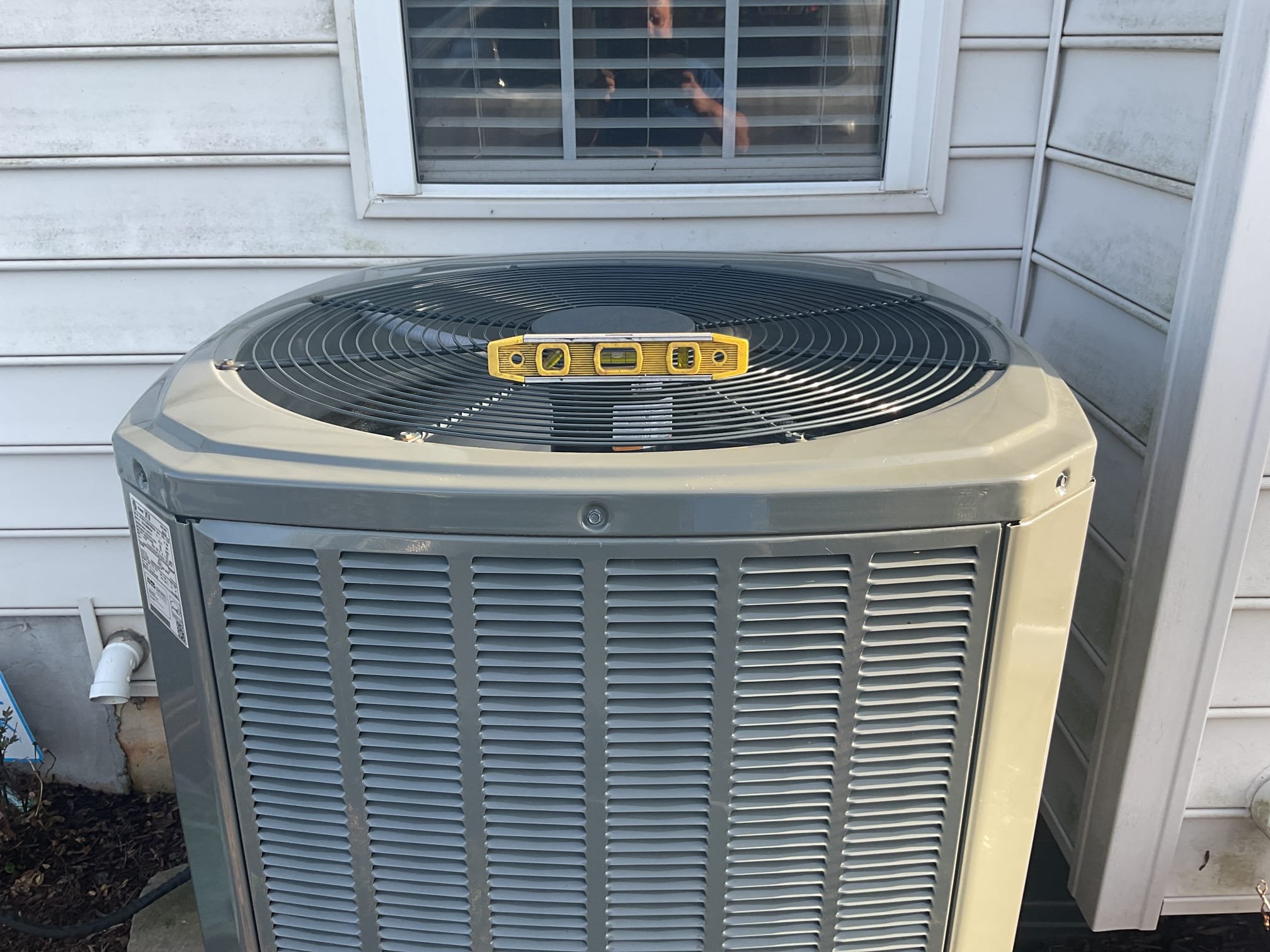 4/1/26. Found unit became slightly off level. Relevel unit using existing ground. Checked all 4 sides. Unit is now level. Also tightened all the screws he mentioned that they were hearing a rattling noise. Heat pump is working properly at time of service. 